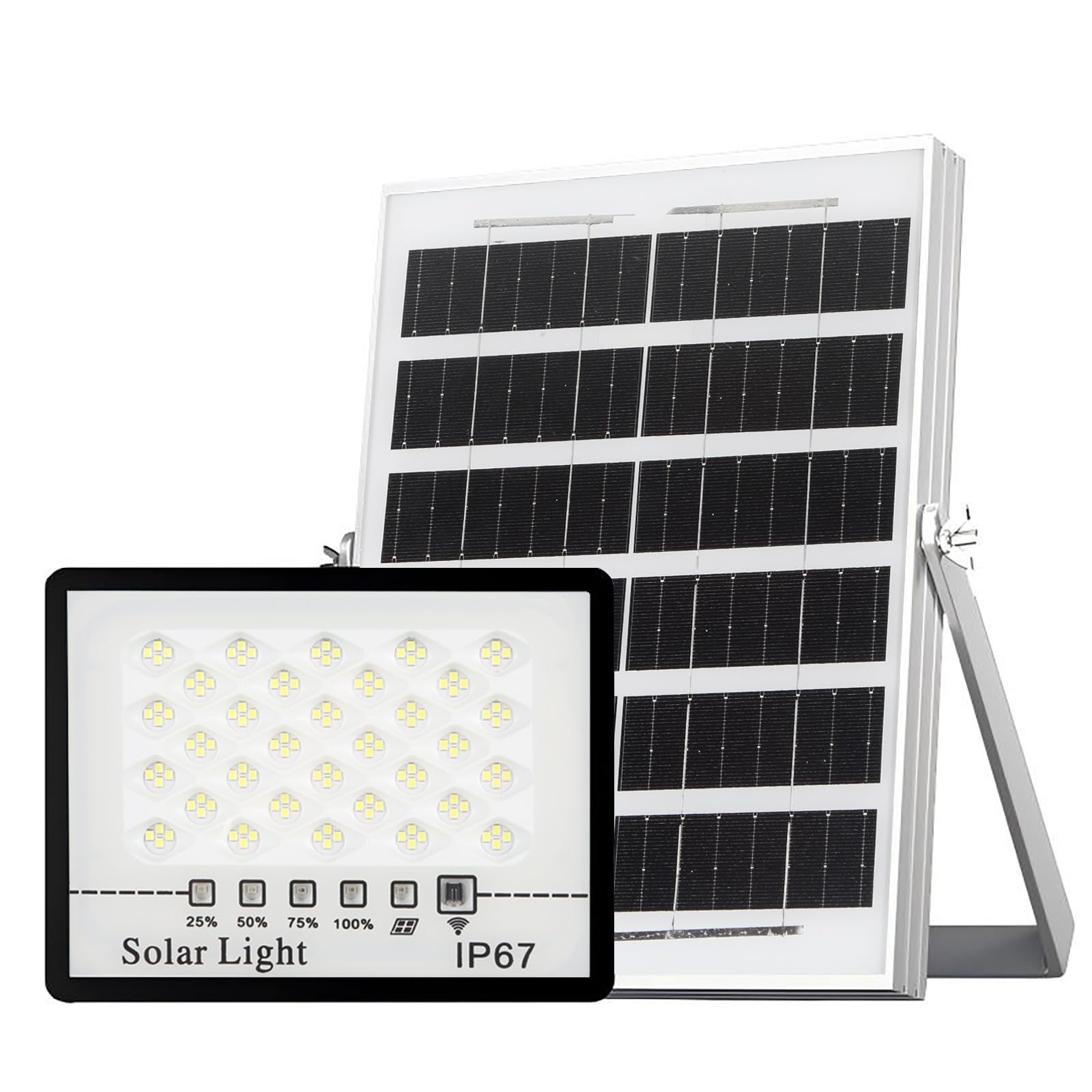 YLZKIX 128 LED Solar Outdoor Light, IP67 Waterproof Wide Angle Flood Wall Light, 3 Modes (Light Sensor+Remote+Timer), 8-12H Work