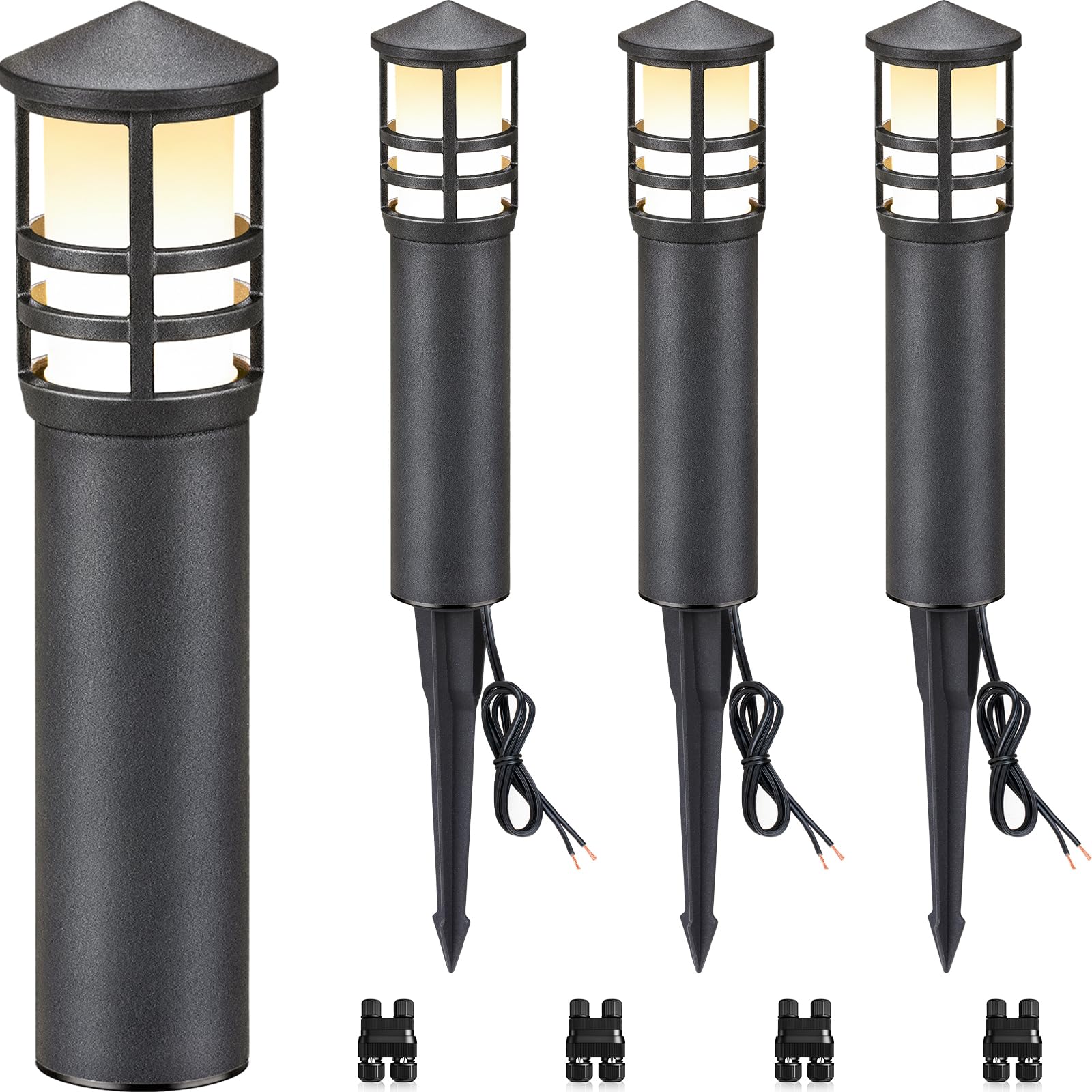 SUNVIE 4-Pack Low Voltage Pathway Lights 3W 3000K LED Aluminum Black Model LYAWB0304C