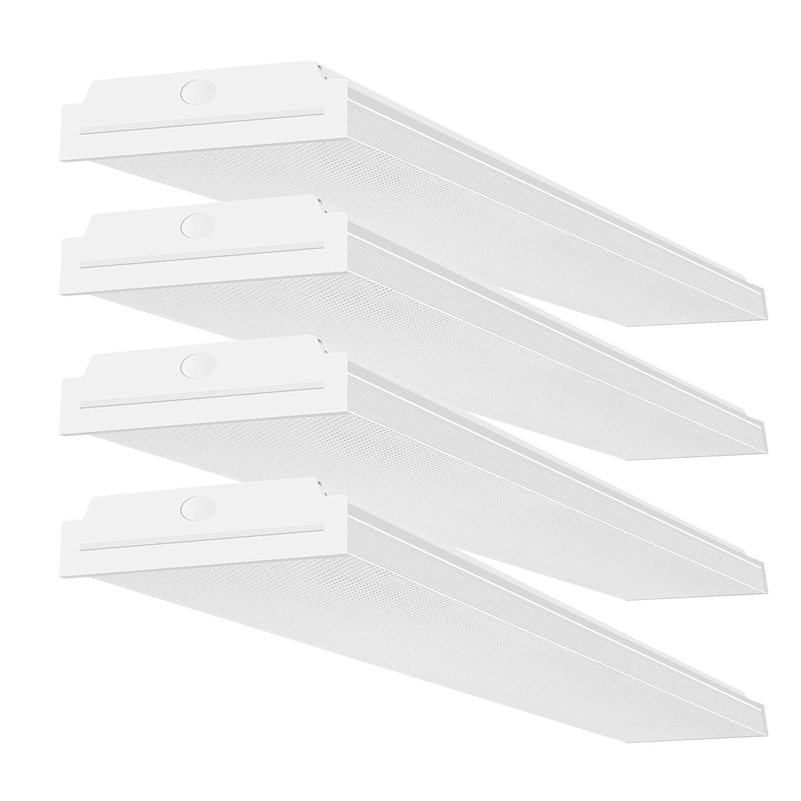 Faithsail 60W Led Wraparound Light 4Ft Led Office Lights, 7200 Lumens 4000K, 4 Foot Flush Mount Led Wrap Shop Puff Ceiling Lighting Fixtures For Garage Workshop, Fluorescent Light Replacement, 4 Pack