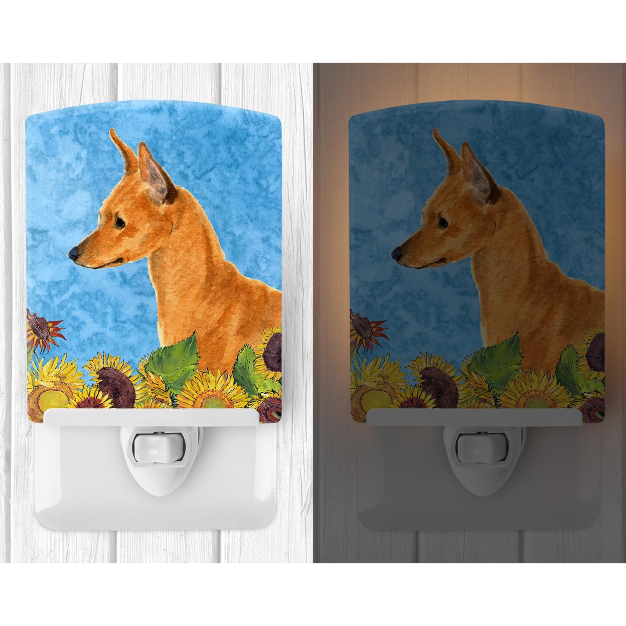 Carolines Treasures Ceramic Night Light, Min Pin 4235, UL-Certified, 6x4x3 inches, Multicolor