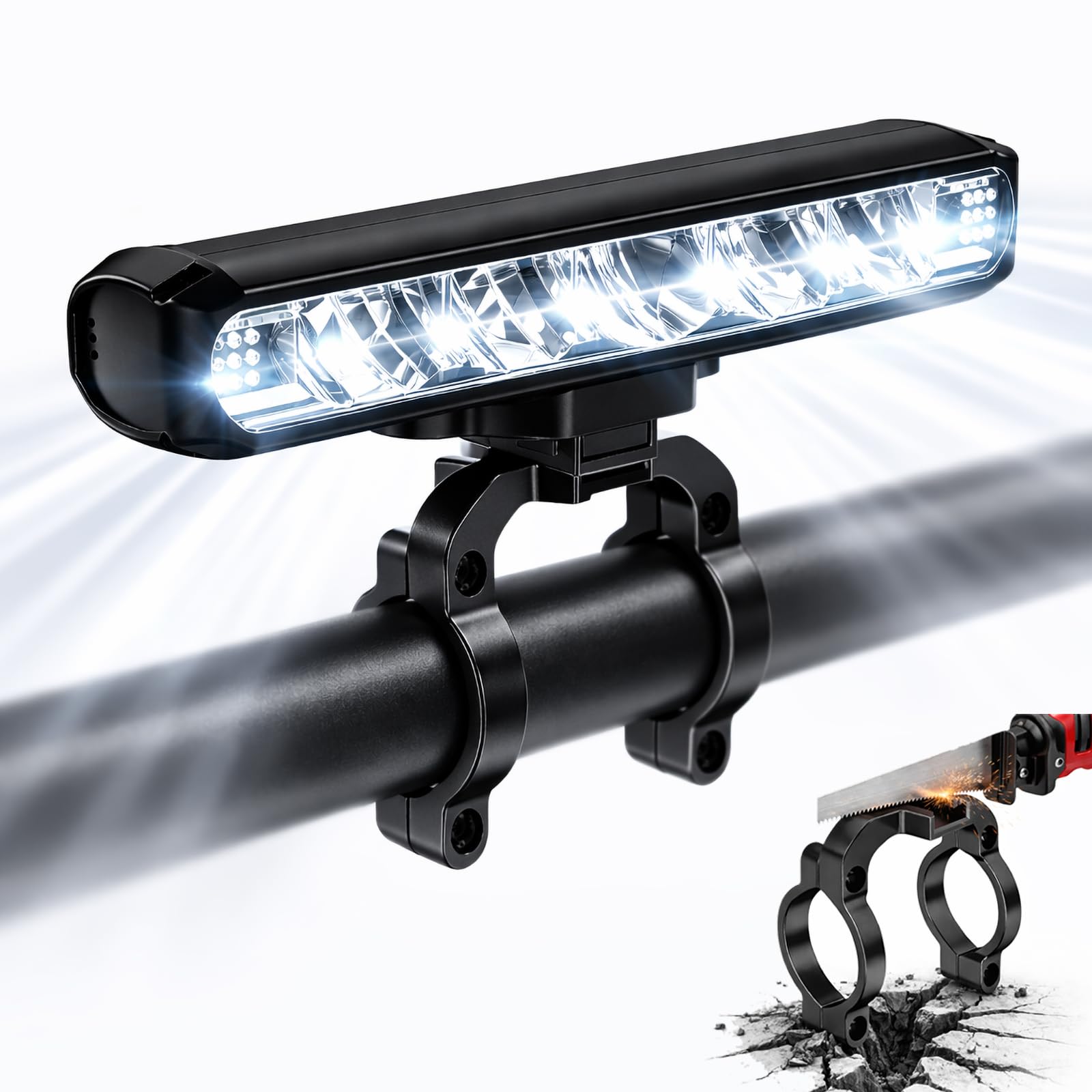 AKALATE Super Bright LED Bike Light, 2100 Lumen USB-C Rechargeable Bicycle Headlight, Waterproof Aluminum Alloy Front Bike Bar L