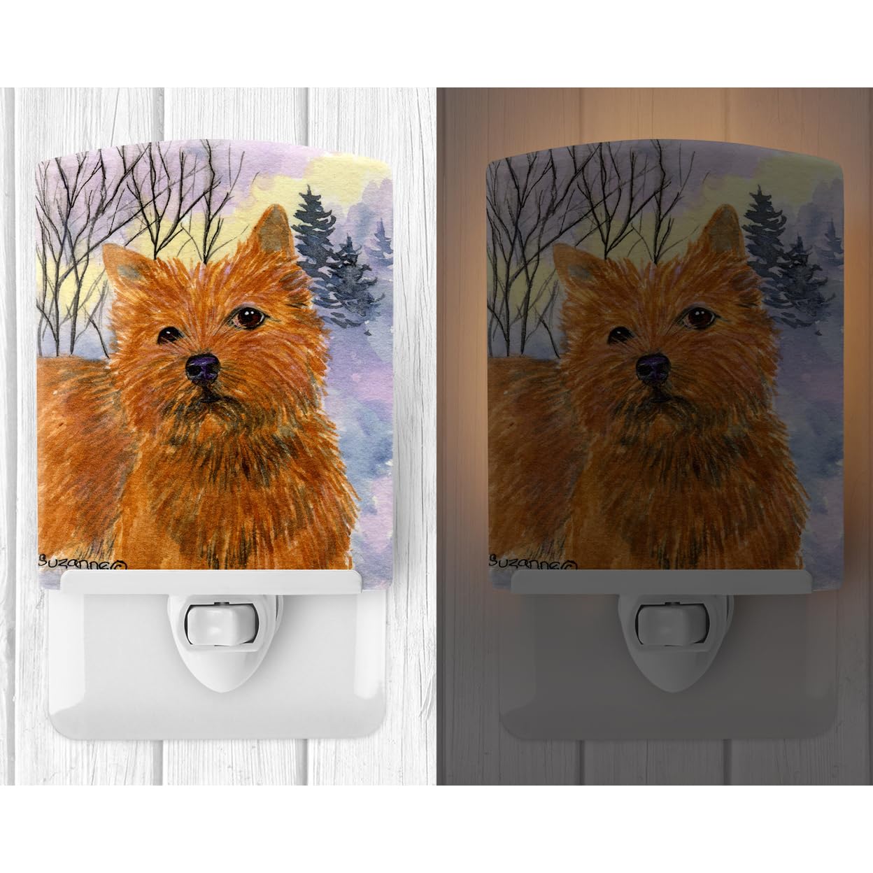 Caroline'S Treasures Ss1012Cnl Norwich Terrier Ceramic Night Light Compact, Ul-Certified, Ideal For Bedroom, Bathroom, Nursery, Hallway, Kitchen, 6X4X3, Multicolor