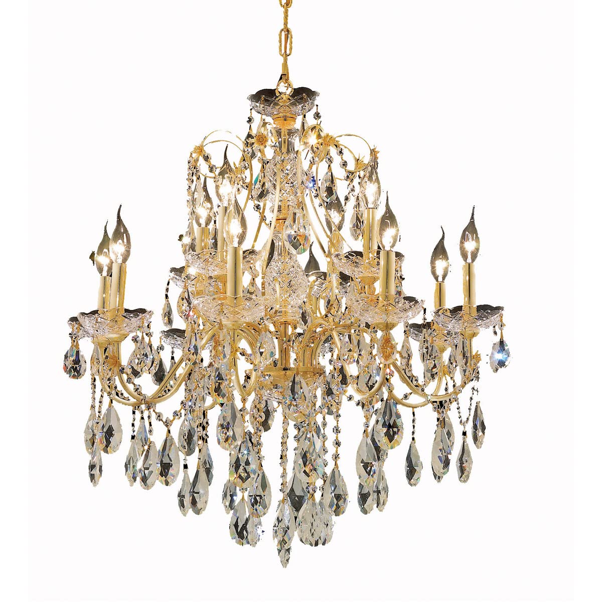 Elegant Lighting 2016D28G/RC Francis Collection 12-Light Hanging Fixture Royal Cut Crystals with Gold Finish