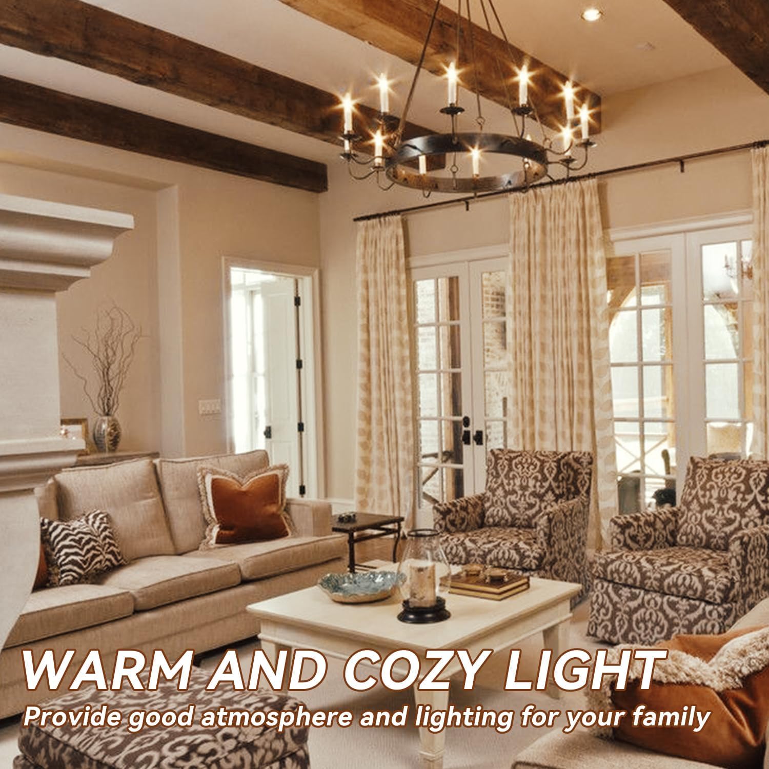 TJOY LED Candelabra Bulbs, Dimmable 4.5W B11 Vintage Glass, 2700K Warm White, E12 Base, 6 Pack