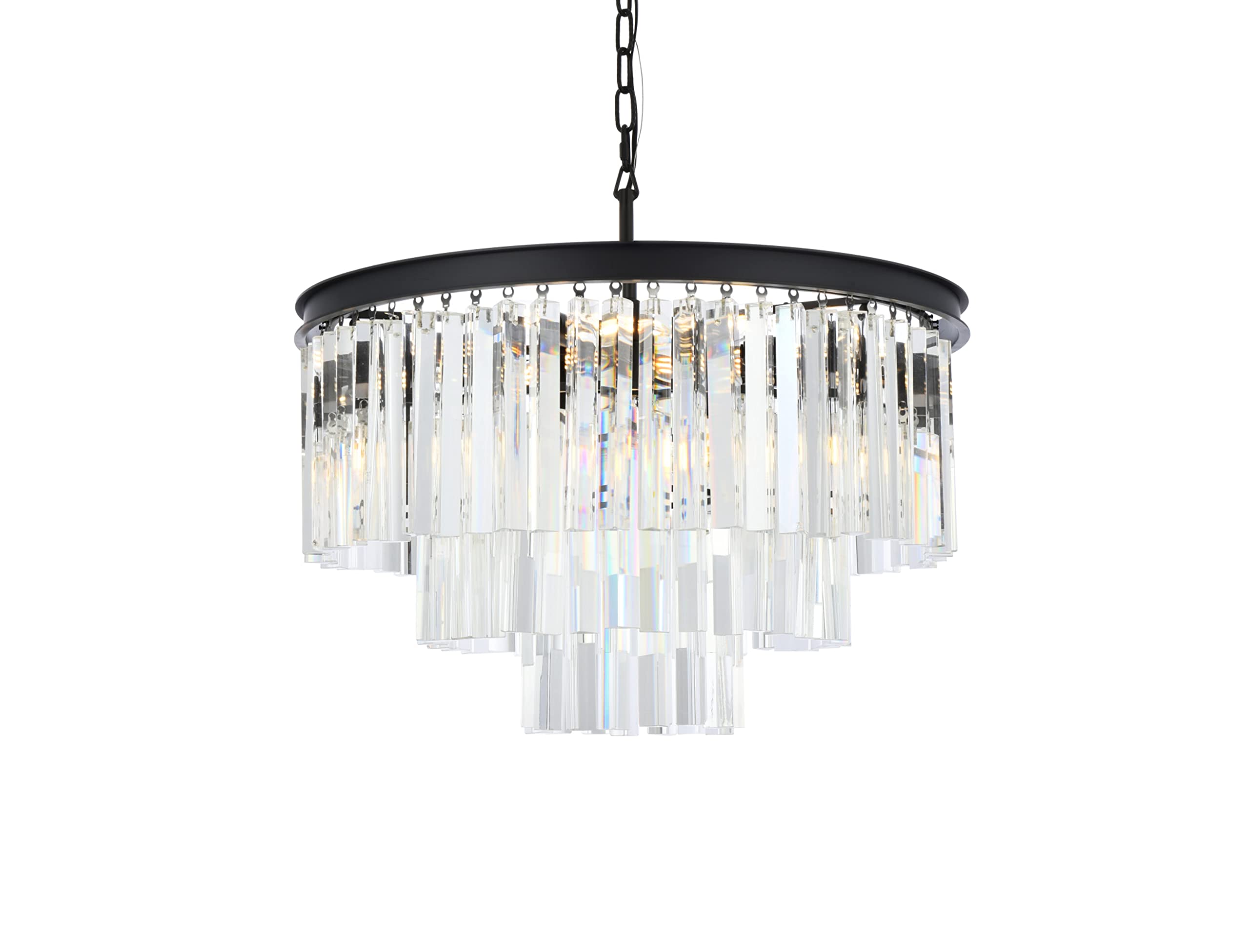 Elegant Lighting Sydney Collection 9-Light Pendant Lamp with Royal Cut Crystals, Mocha Brown Finish