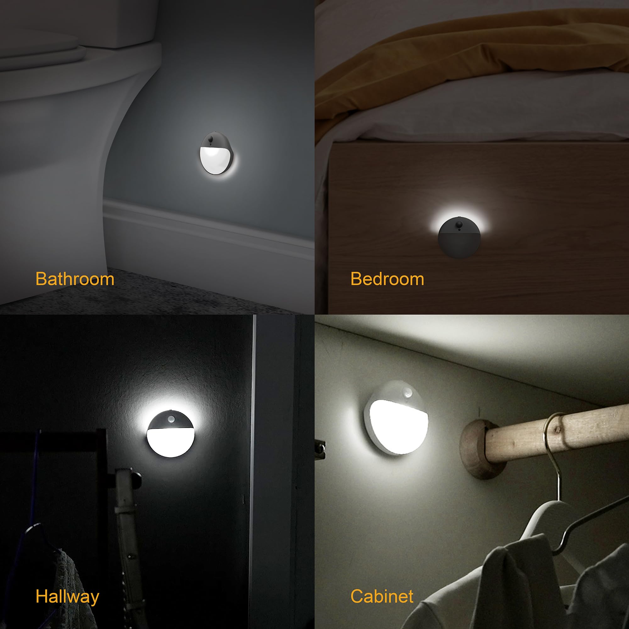 Yunlex 2 Pack Stair Lights Indoor, Stick On Lights, Motion Sensor Night Light, Dimmable, 3 Lighting Modes, Portable Battery Nigh