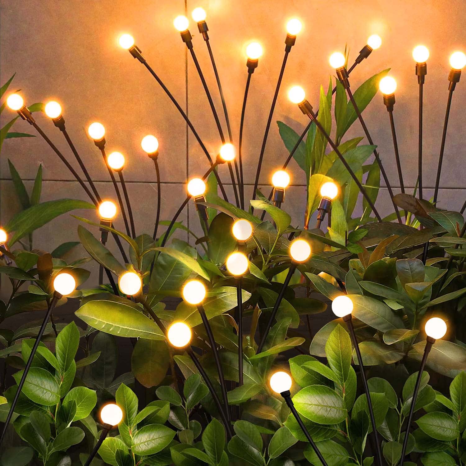 Zfnn Solar Lights Outdoor 6 Pack - 36 Leds Warm White Waterproof Firefly Pathway Decorations
