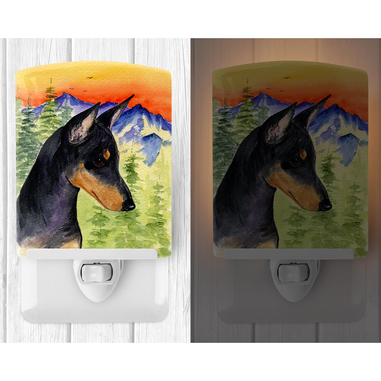 Carolines Treasures Ceramic Night Light, Manchester Terrier, UL-Certified, 6x4x3 inches