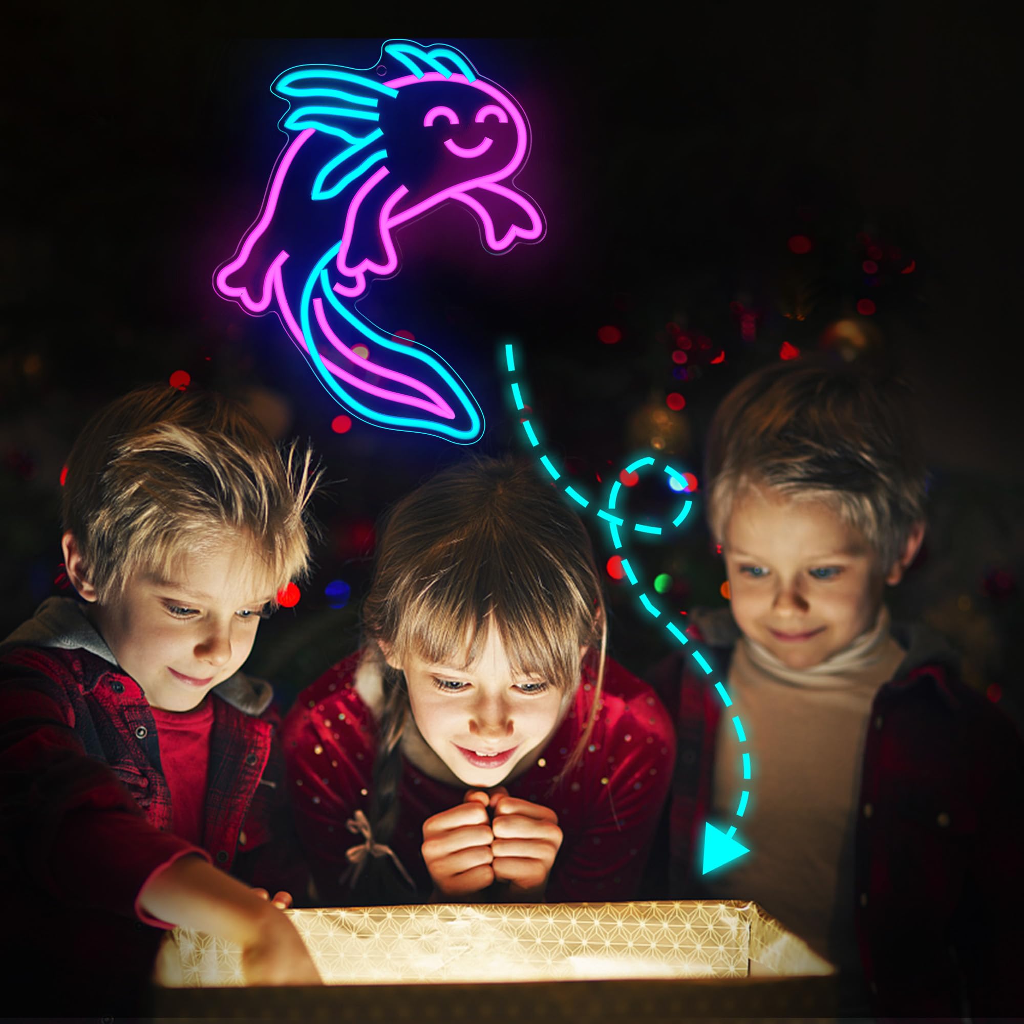 CoolGift Mart Enchanting Axolotl Neon Sign - Mesmerizing Wall Art for Home Decor & Ambiance | Unique Axolotl Light for Bedroom,