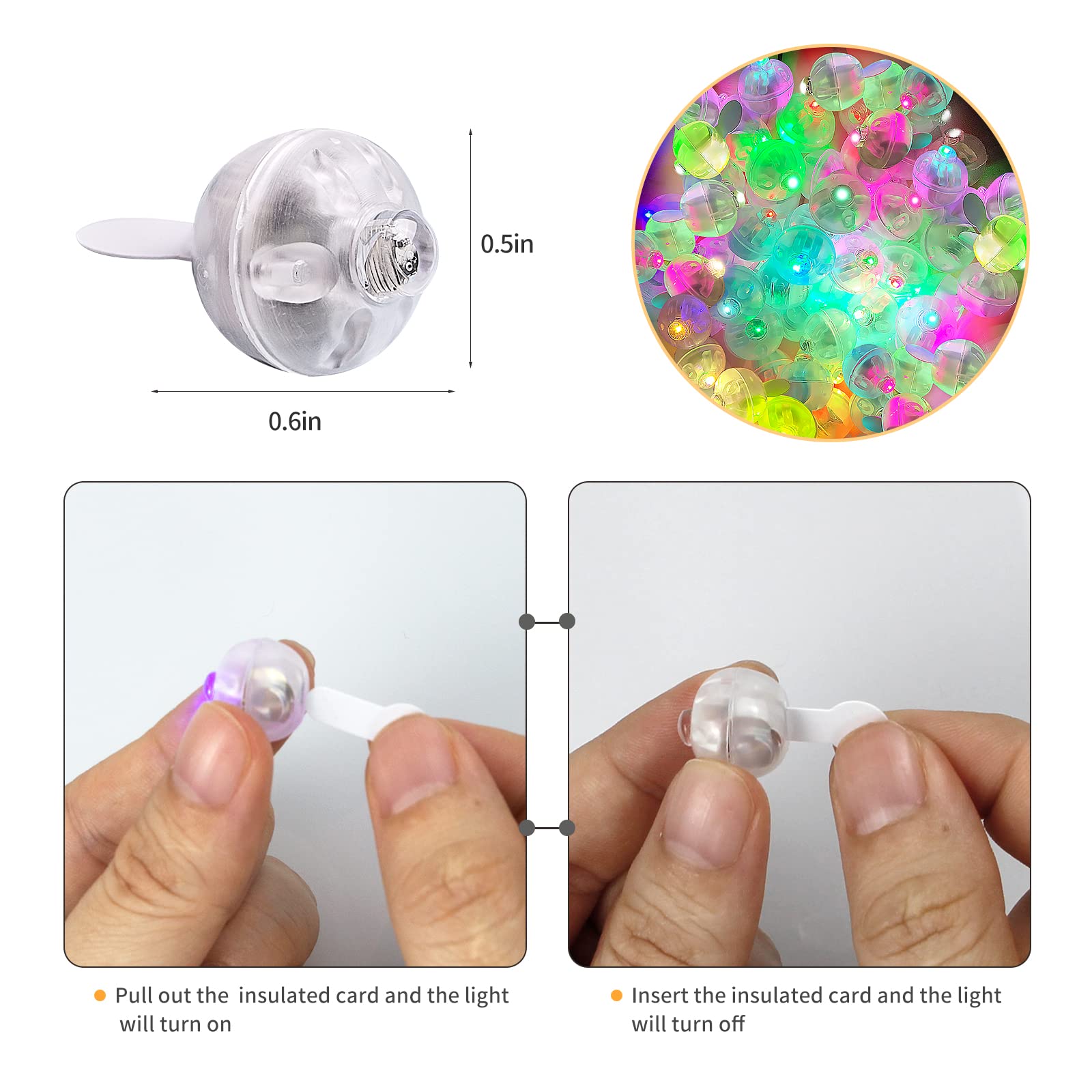 Aogist 200pcs Multicolor LED Balloon Lights, Plastic Mini Ball Lights for Indoor/Outdoor Decorations, A01-Mini