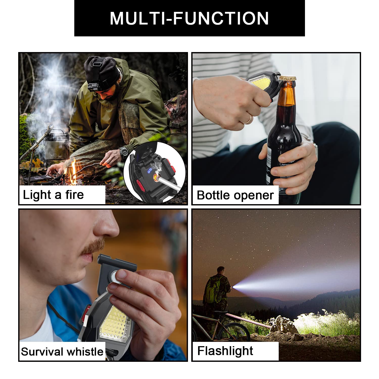 MAKDAK 2PC Rechargeable Keychain Flashlight, 1600 Lumen, 7 Modes, Black, Model 3X for Emergencies, EDC