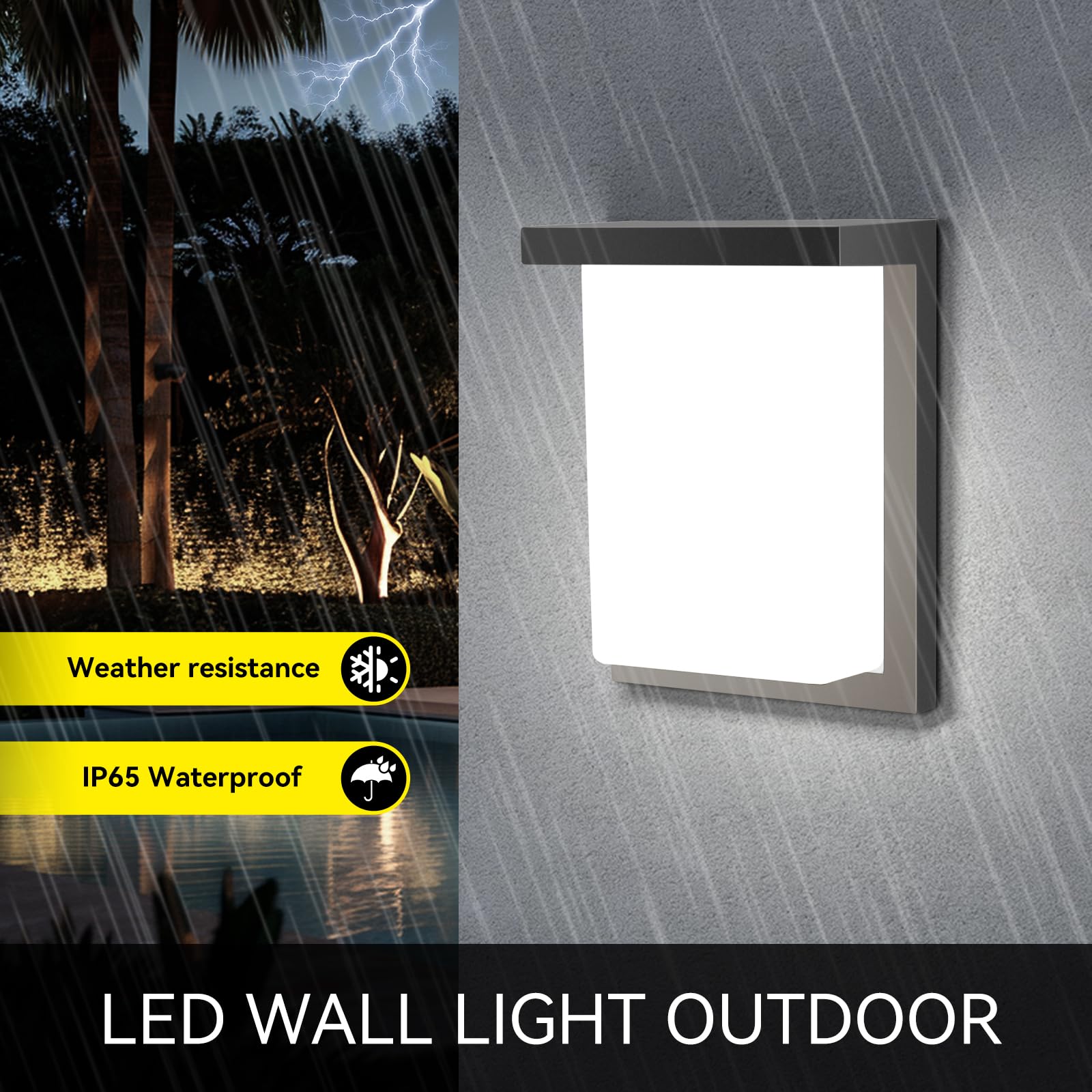 Tesjaso Led Outdoor Wall Porch Light 2 Pack 3000K 4000K 5000K Adjustable Waterproof Modern Wall Sconce Aluminum Exterior Light F