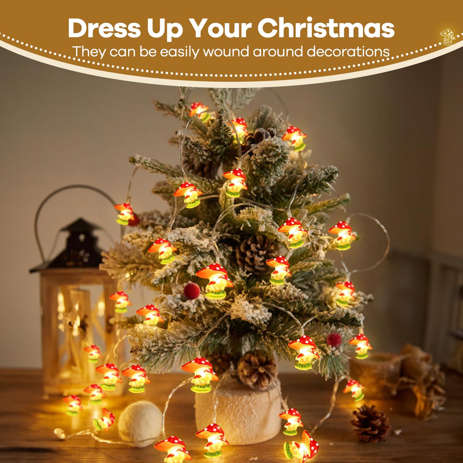 Yoitomehy Mushroom Lights Cottagecore Room Mushroom Decor 10Ft 30Leds Wonderland Mushroom String Lights For Kids Gifts Bedroom Dorm Party Wedding Outdoor Patio Decoration