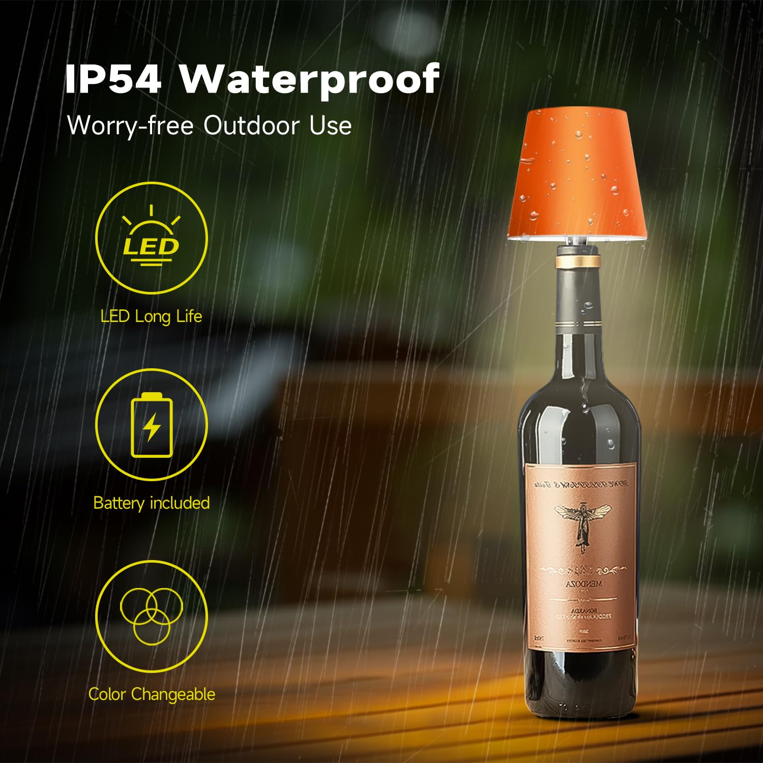 Hoide 2025 New Wireless Bottle Lamp - Led Bottle Lights For Liquor & Wine Bottles, Cordless Lampshade, Whiskey Bottle Top Light,