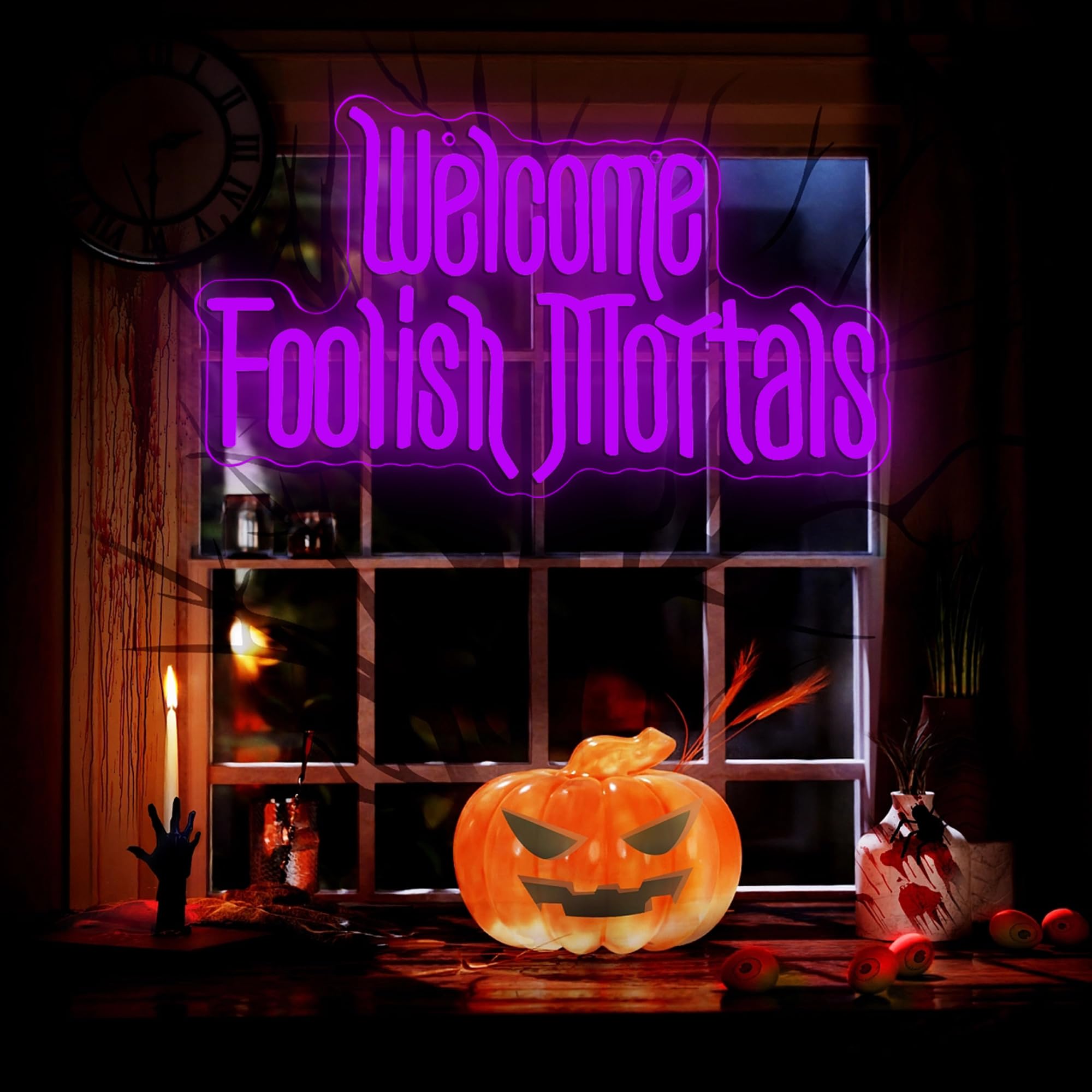 Symone Neon Sign, Dimmable Coffin LED Wall Decor, 16.1 x 9.4 in, Purple, Haunted Mansion Theme