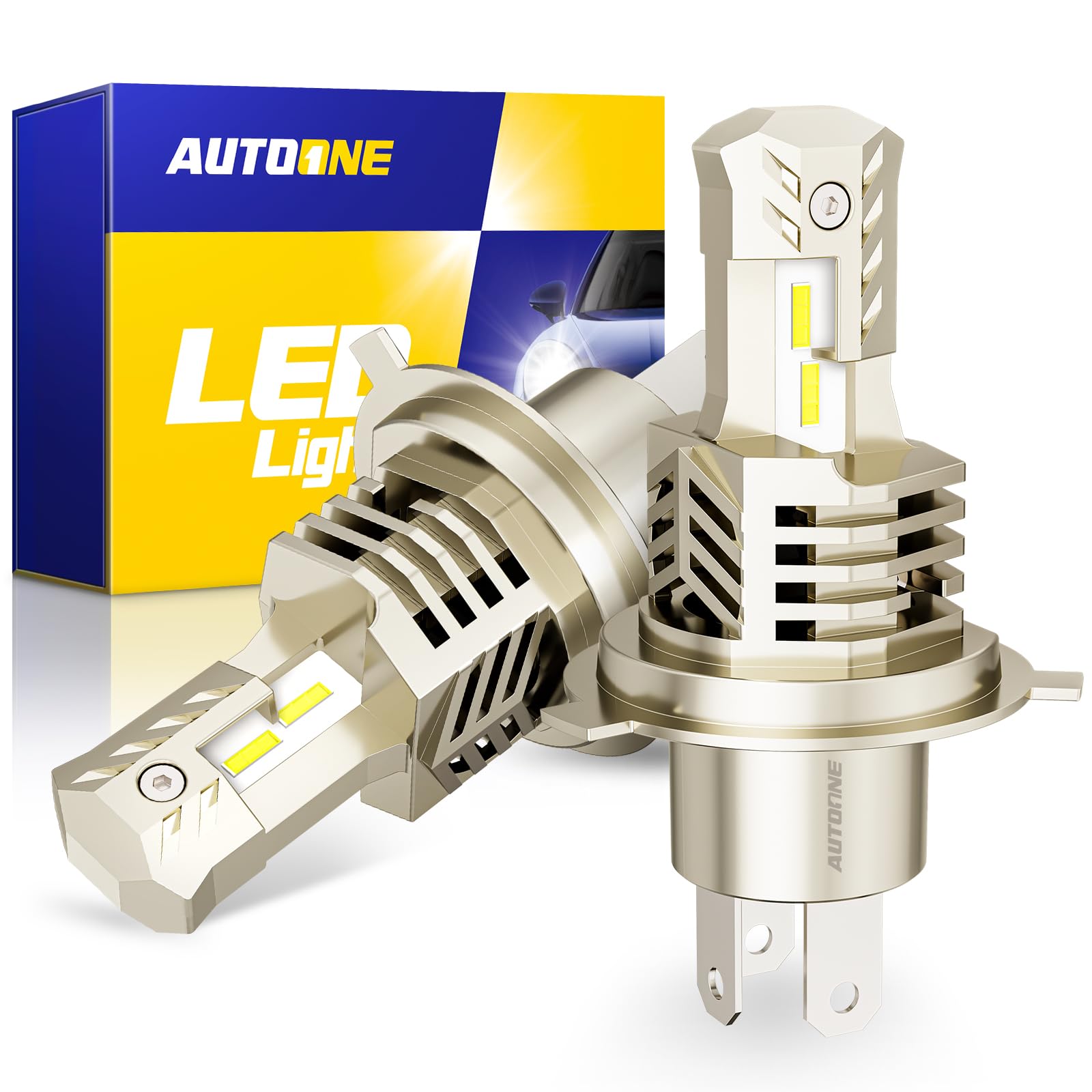 AUTOONE H4/9003/HB2 LED Bulbs 6000K White 36000LM Plug and Play IP68 Fog Light 2 PCS