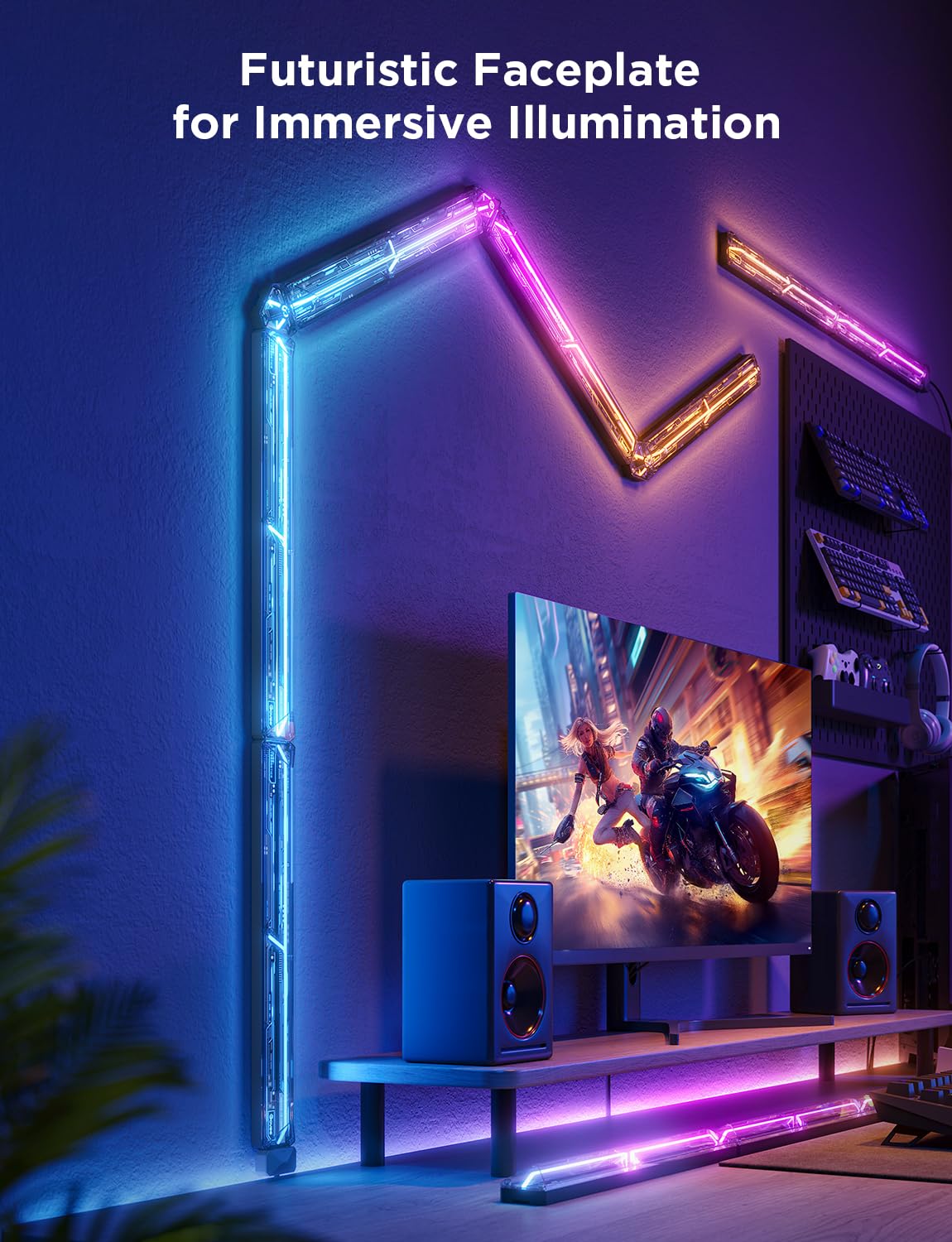 Govee RGBIC Glide Gaming Wall Light, 3Pcs + 1Connector, Black, H6063C, Works with Alexa & Google Assistant
