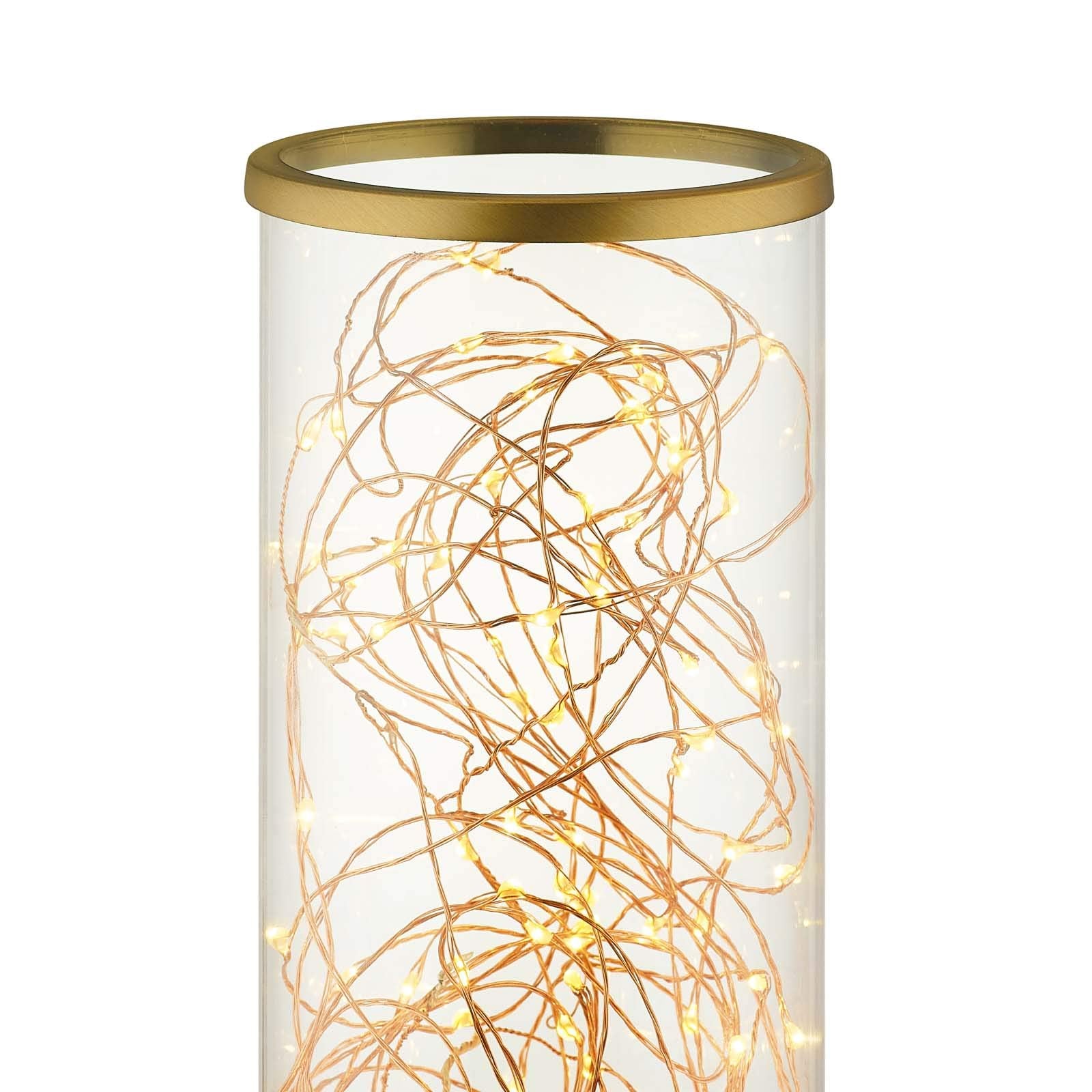 Modway Adore Cylindrical Shaped Clear Glass and Brass Bedside Lamp, Desk Lamp or Table Lamp