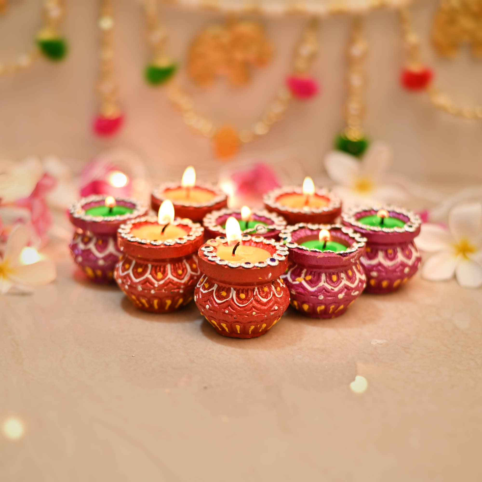 Collectible India Handmade Matki Candles Diwali Gift Set - Diwali Candles Set - Decoration Items for Home Decor - Wax Clay Candl