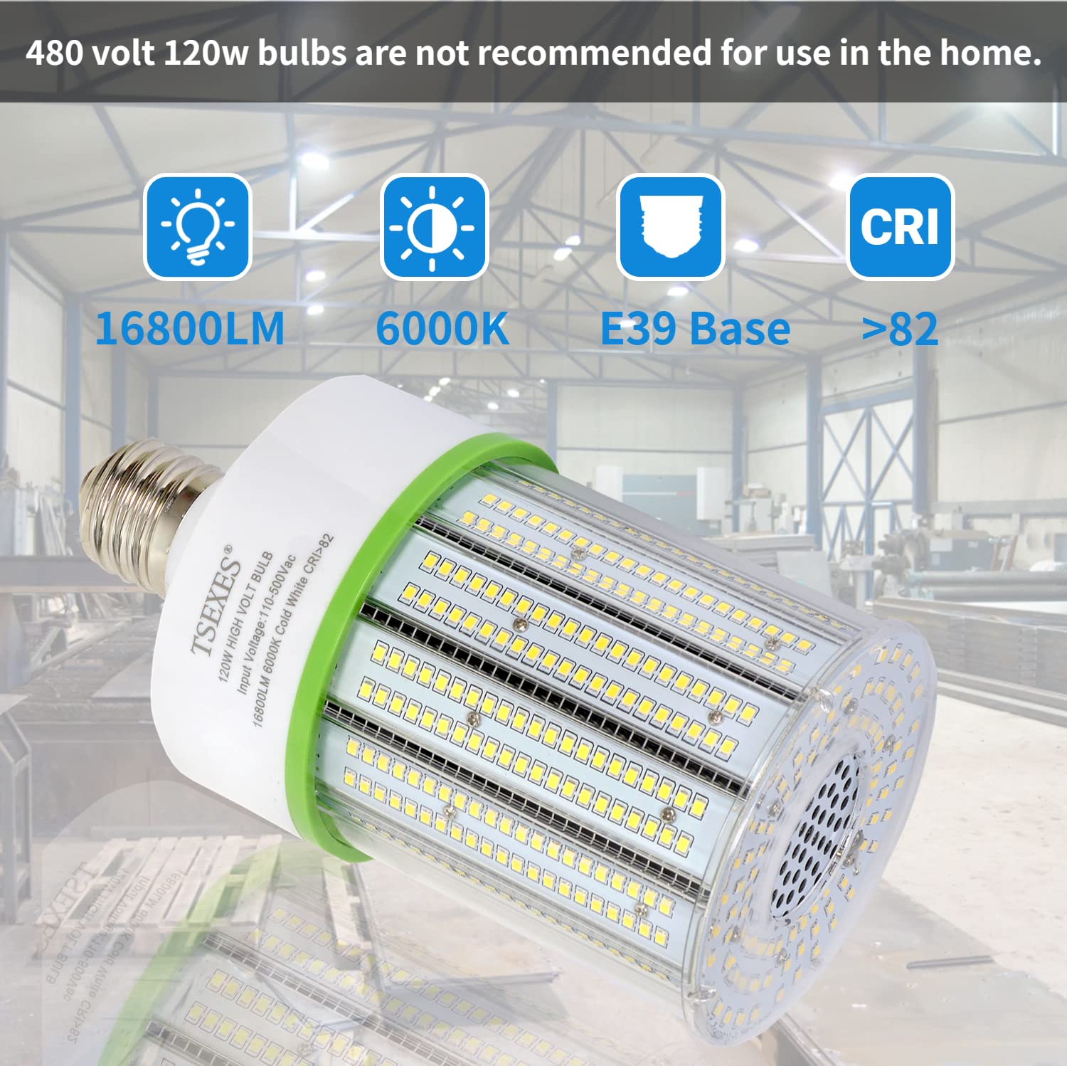 TSEXES LED Corn Cob Light Bulb 120W E39 Mogul Base 5000K Daylight Replacement for 600W HID