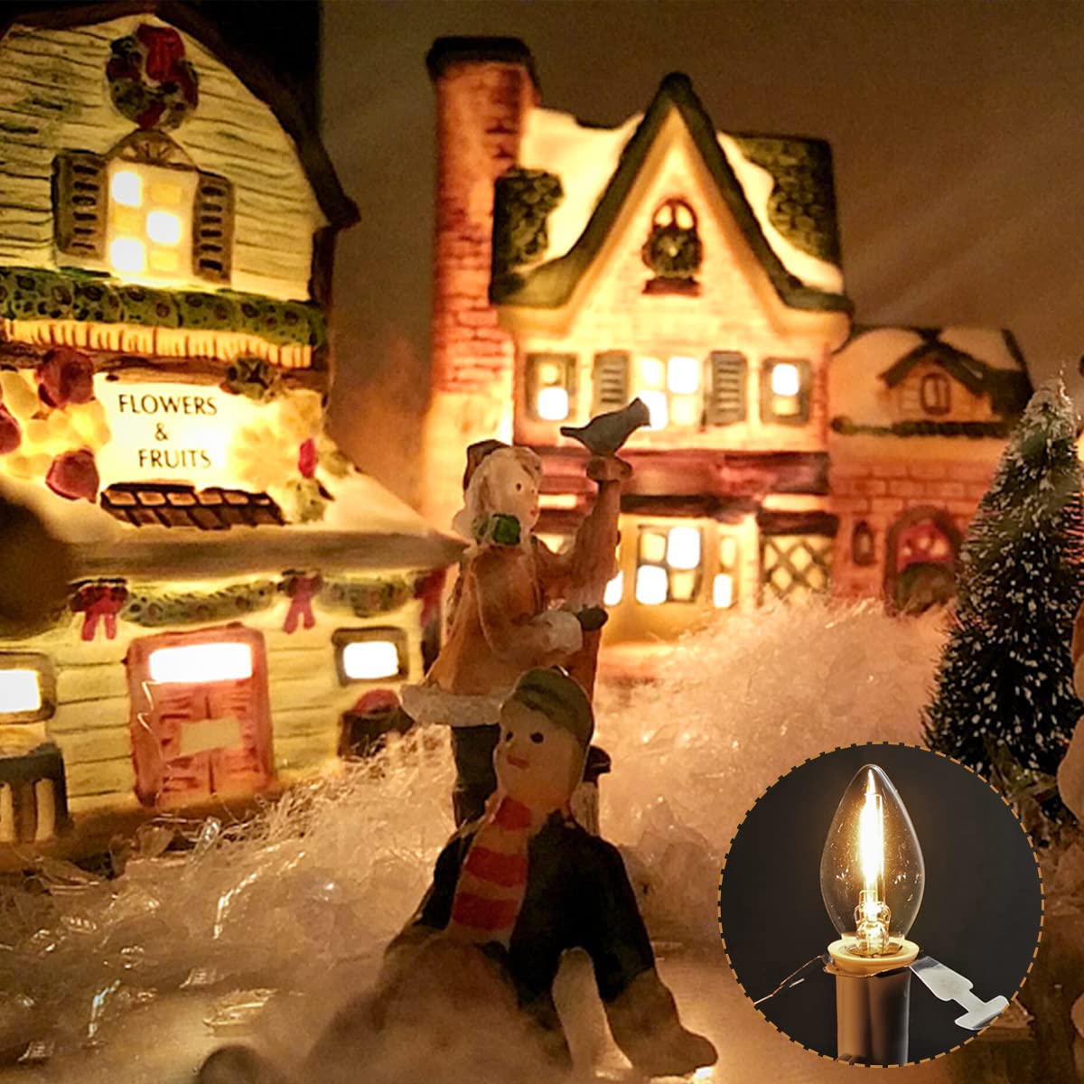 Meilux C7 Led Christmas Village Light Accessory Cord With 5 Warm White Bulbs And Fuse