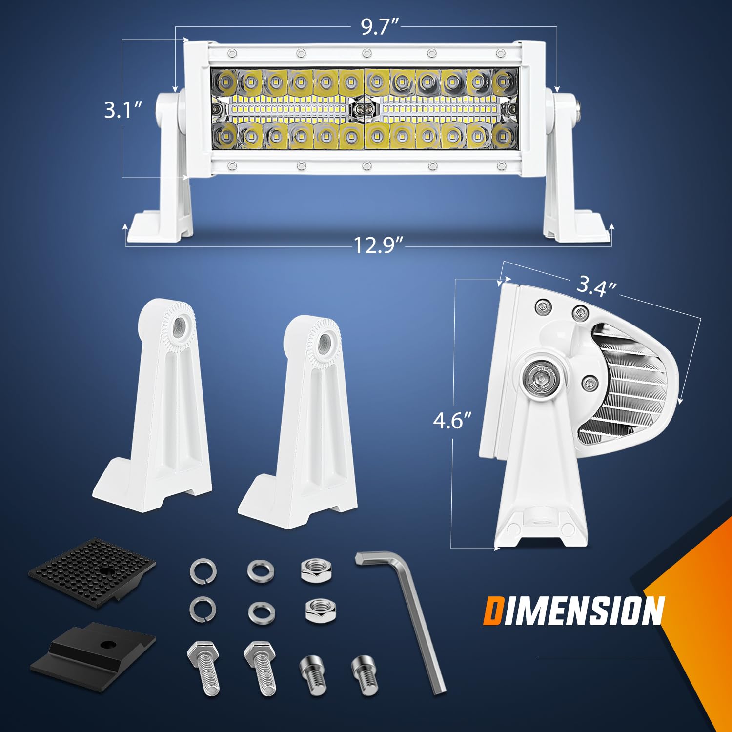 Nilight 9.5 Marine LED Light Bar - White Spot Flood Combo for Boats, Yachts, Trucks & Tractors - 84 LEDs Navigation Lighting