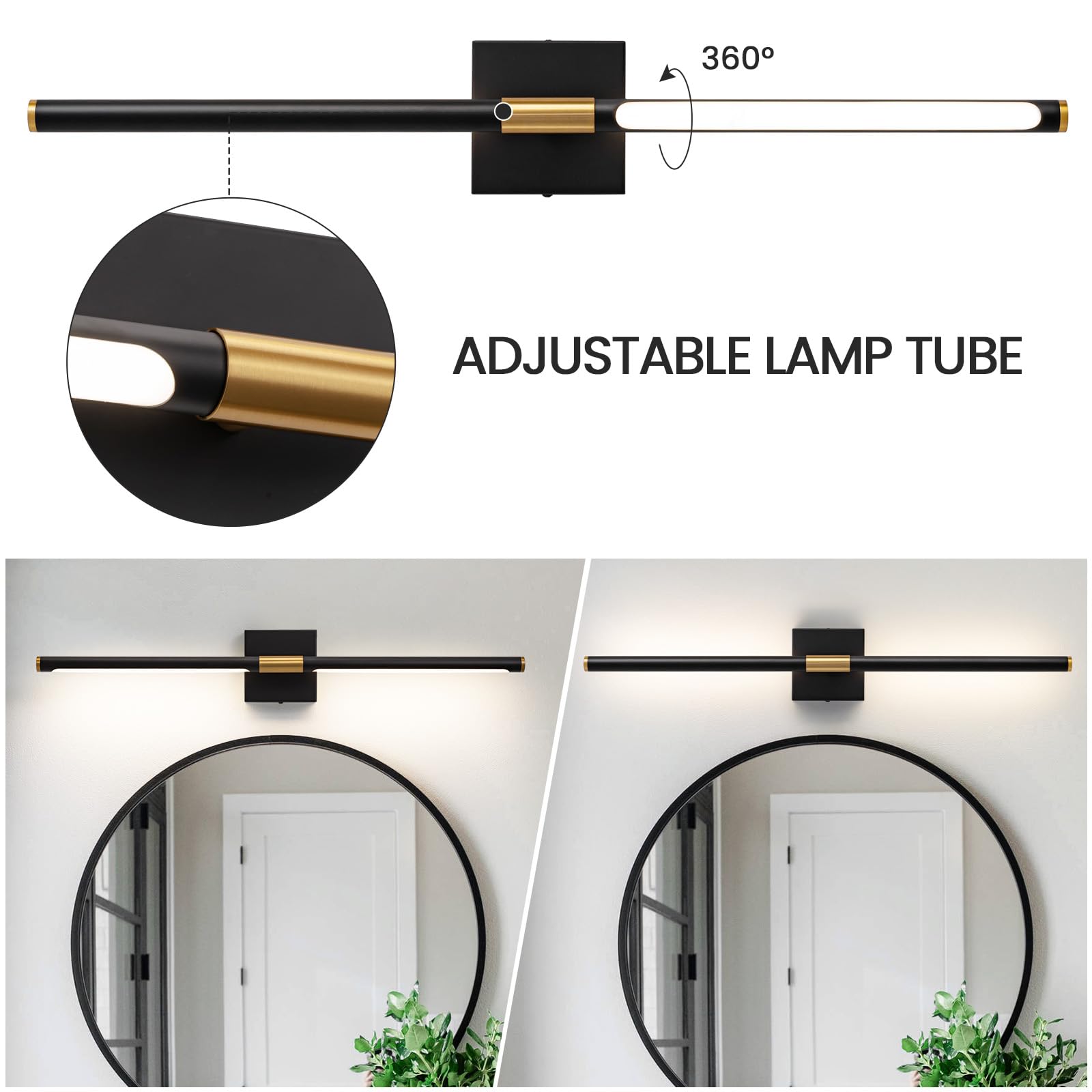 Faziyo Sand Nickel 30 Inch Vanity Light For Bathroom Over Mirror Led Vanity Lights Fixtures 4000K Morden Bathroom Sconce Picture