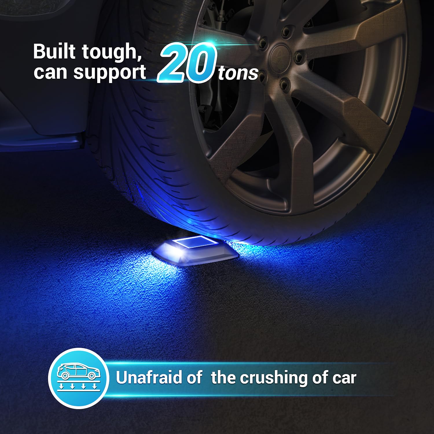 Solar Driveway Lights 6 Pack, Solar Powered IP68 Waterproof Dock Lights, 4 LED Driveway Markers Deck Light for Dock, Pathway, Wa