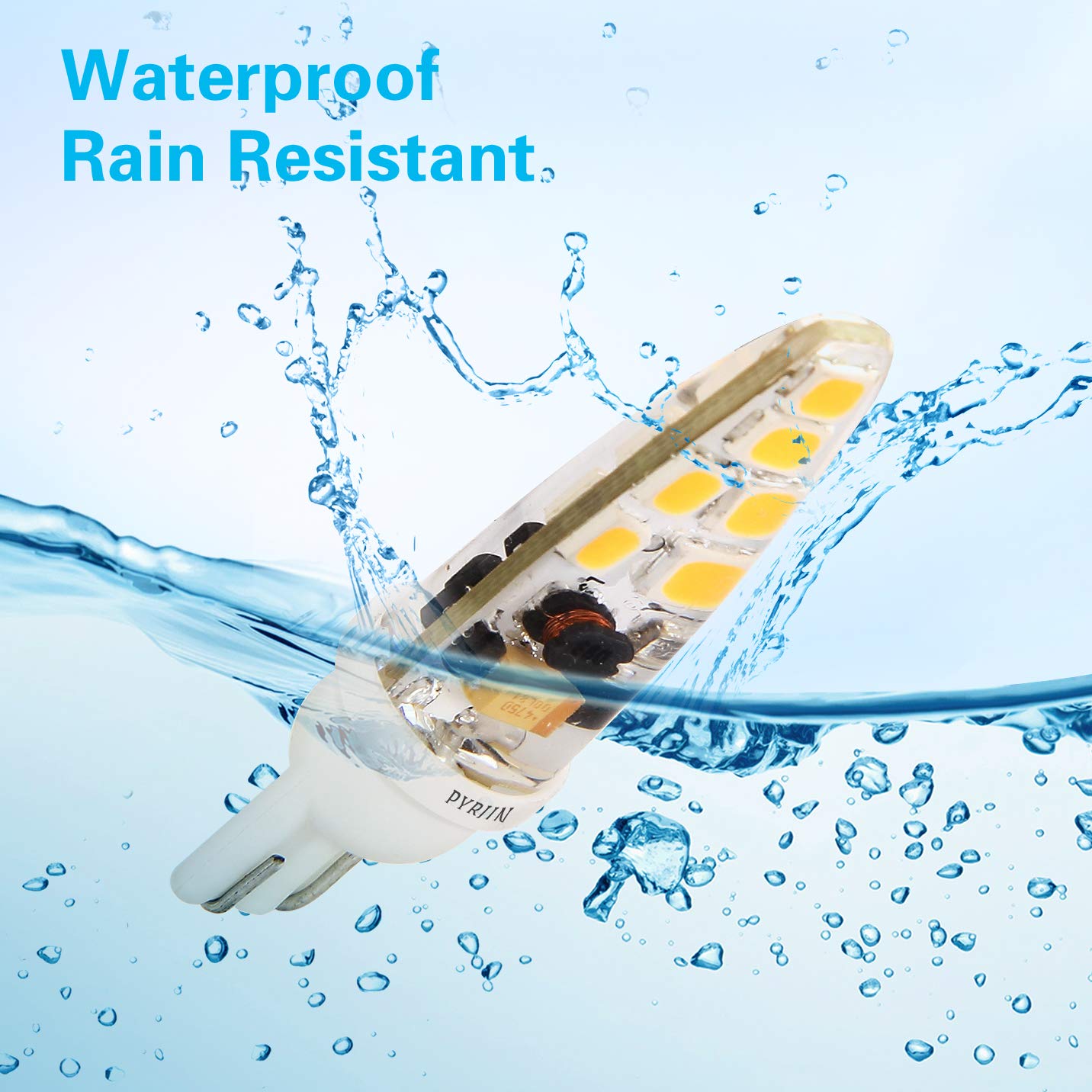 Pyjr T10 Wedge Base Led Bulbs 12V, 2W 3000K Warm White, 200Lm -