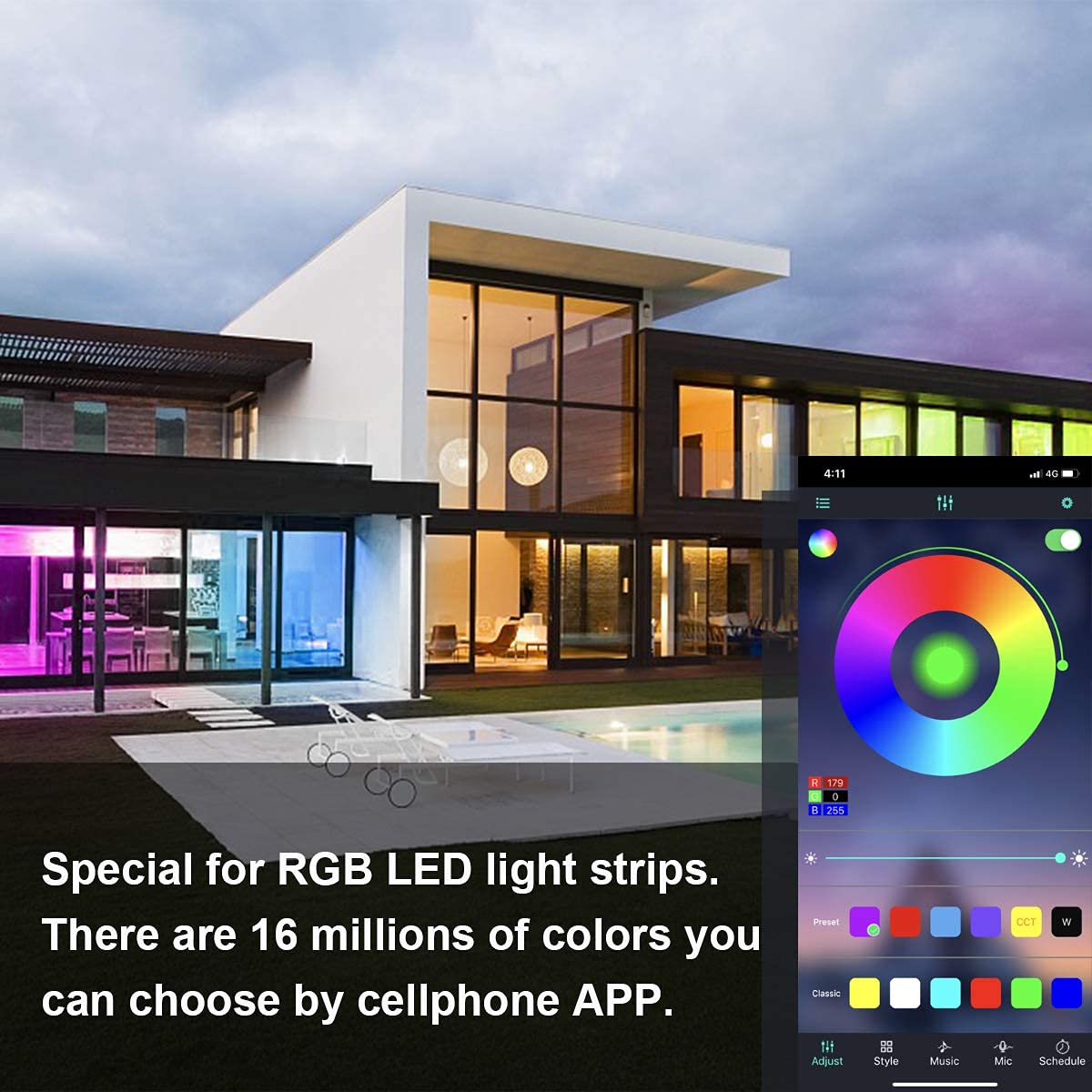 SUPERNIGHT RGB LED Strip Light Controller, APP Controlled, Bluetooth, Works with DC 5V-24V RGB Strips, White