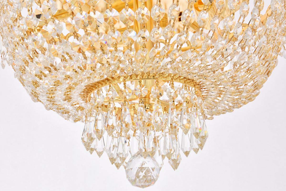 Elegant Lighting 1900F16G/RC 4-Light Flush Mount Royal Cut Crystal Gold Finish