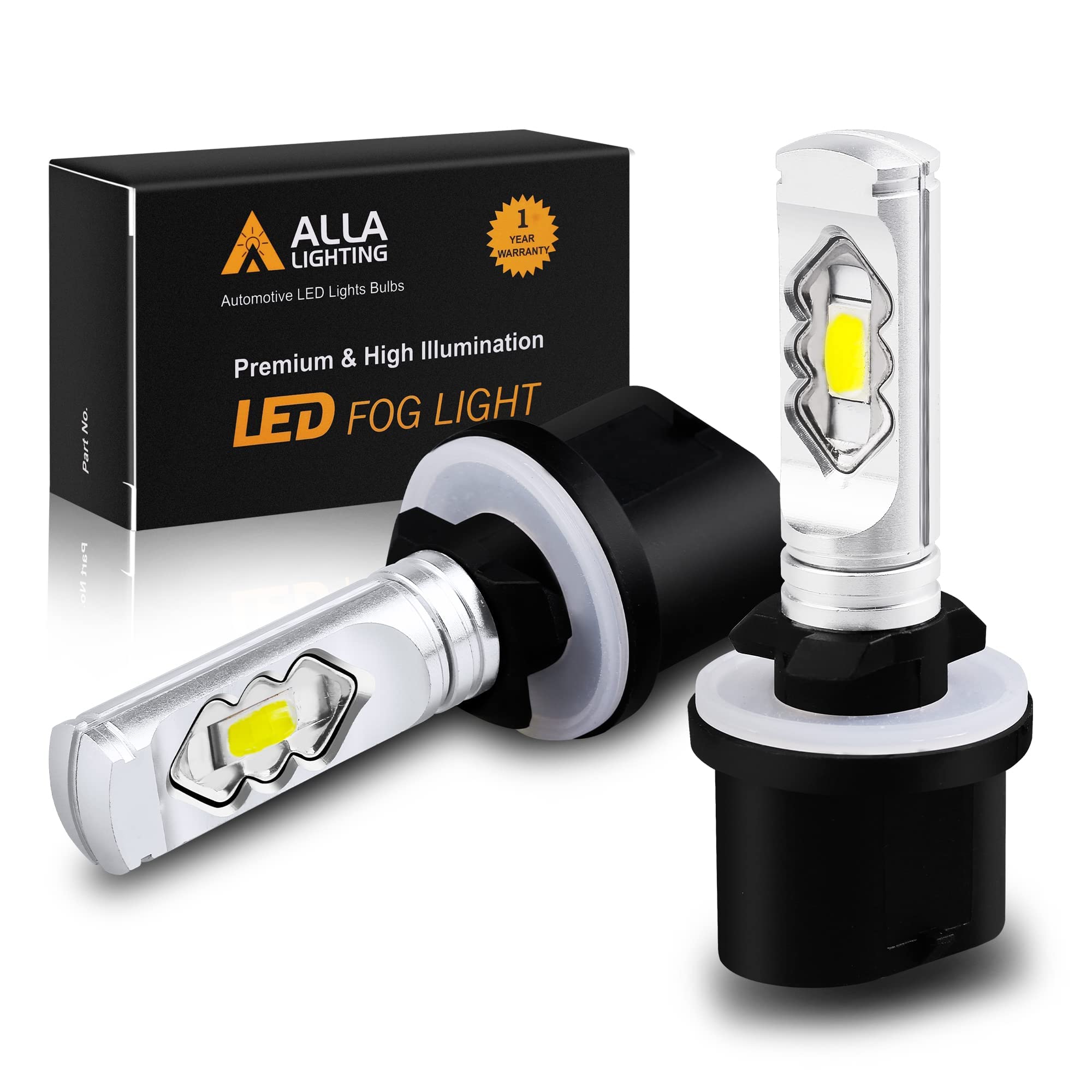 Alla Lighting 3800Lm 899 880 Led Fog Light Bulbs  Super Bright Pg13 Base 884 885 887 893 H27 H32  Eti 56-Smd (3000K Golden Yellow)