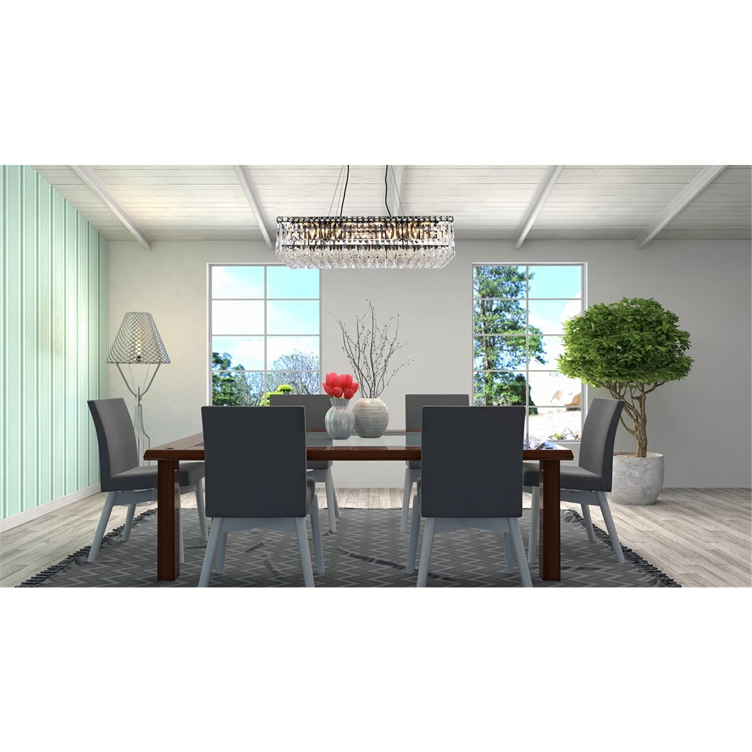 Elegant Lighting Maxime 32&quot; Black Metal & Crystal Chandelier - Modern Home Decor