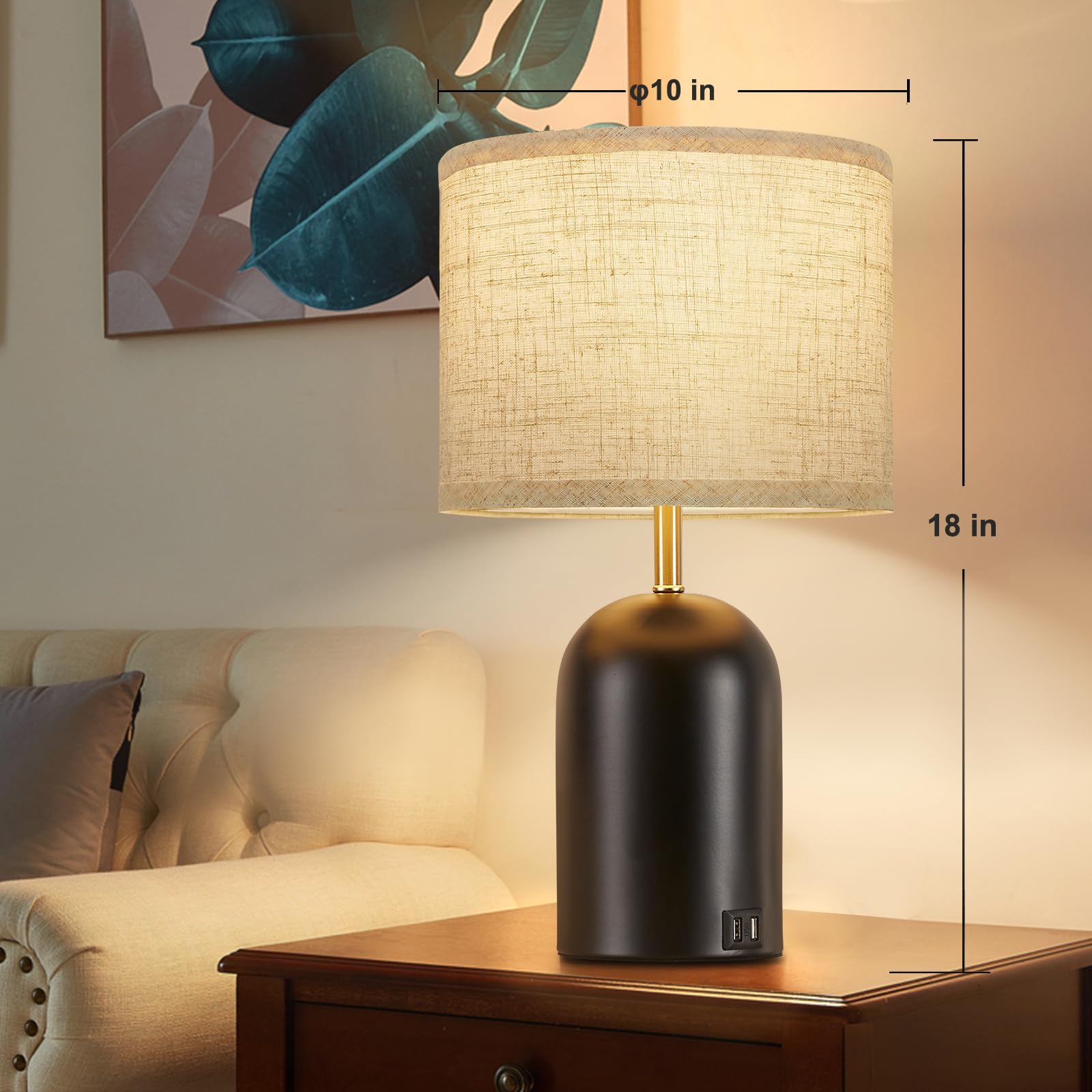 Bedside Lamps With Usb C+A Charging Ports, Table Lamp Touch Control 3-Way Dimmable Modern Lamp For Bedroom Lamps For Night Stand