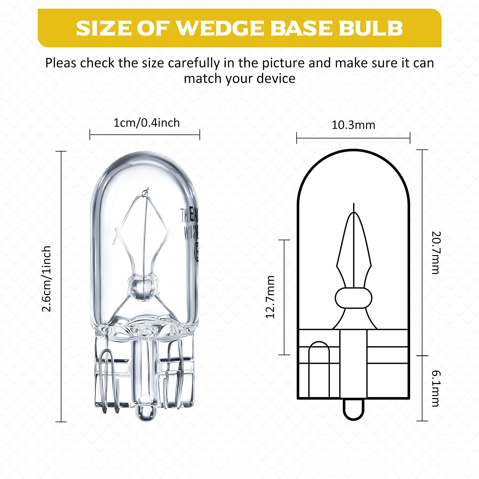 Honoson 1/4 Wedge Base 12V 5W Bulb Clear Krypton Light Bulb For Landscape, Rv And Cabinet Lighting (50 Pieces)