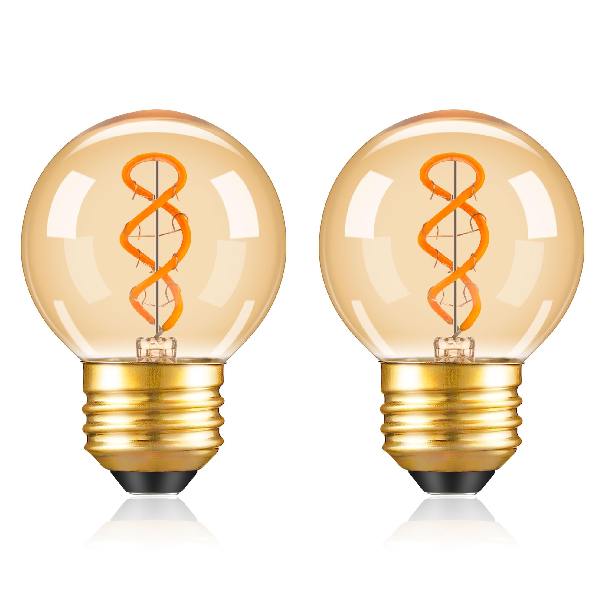 Dimmable E26 Vintage Amber Led G16.5 Light Bulb 25W Equal 3W Short Light Bulbs,G16.5/G50 Small Round Edison Bulbs Spiral Filamen