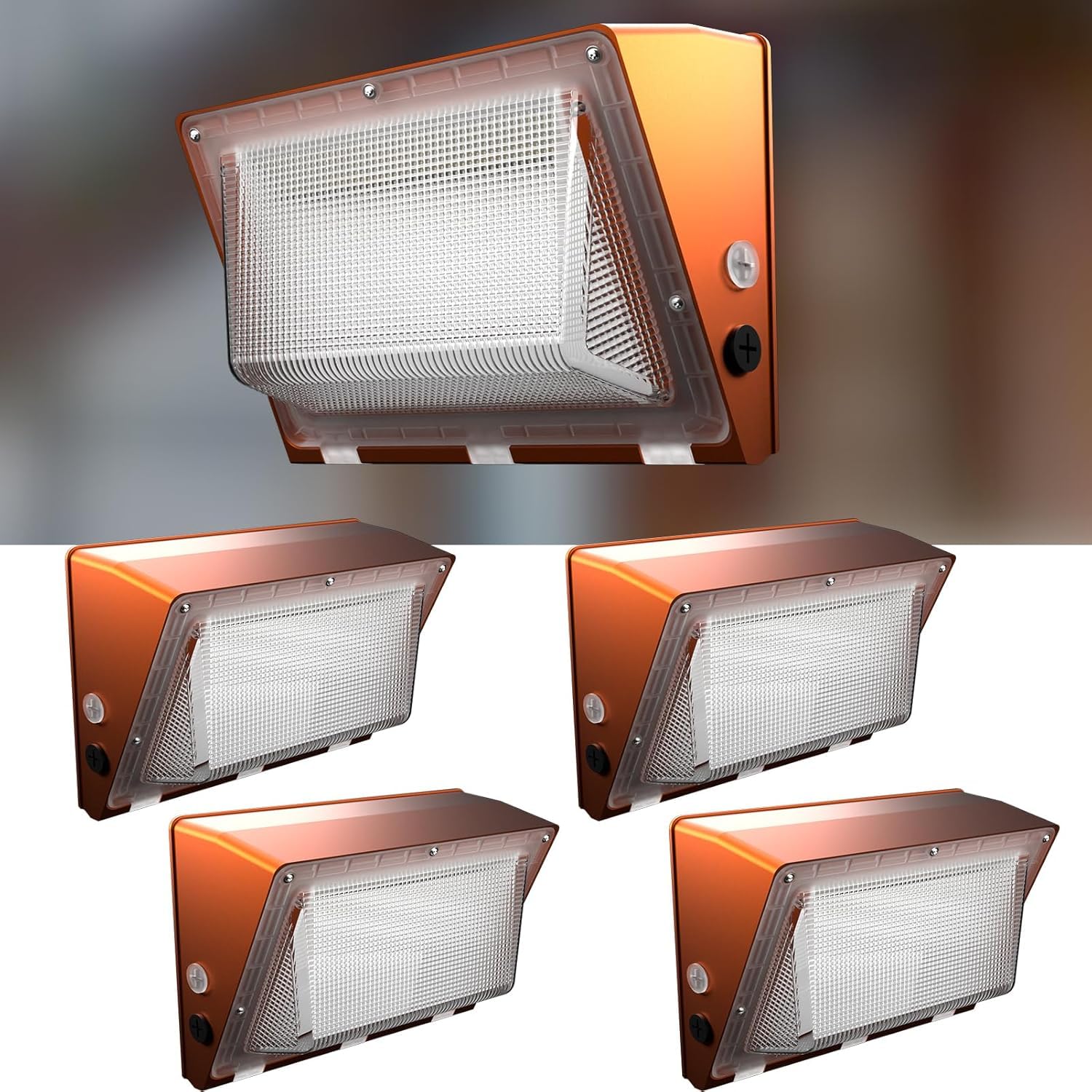 Lightdot 4Pack 150W LED Wall Pack Lights, 100-277v Dusk to Dawn Smart Photocell | 22500Lm(150Lm/W) 5000K IP65 Outdoor Exterior L