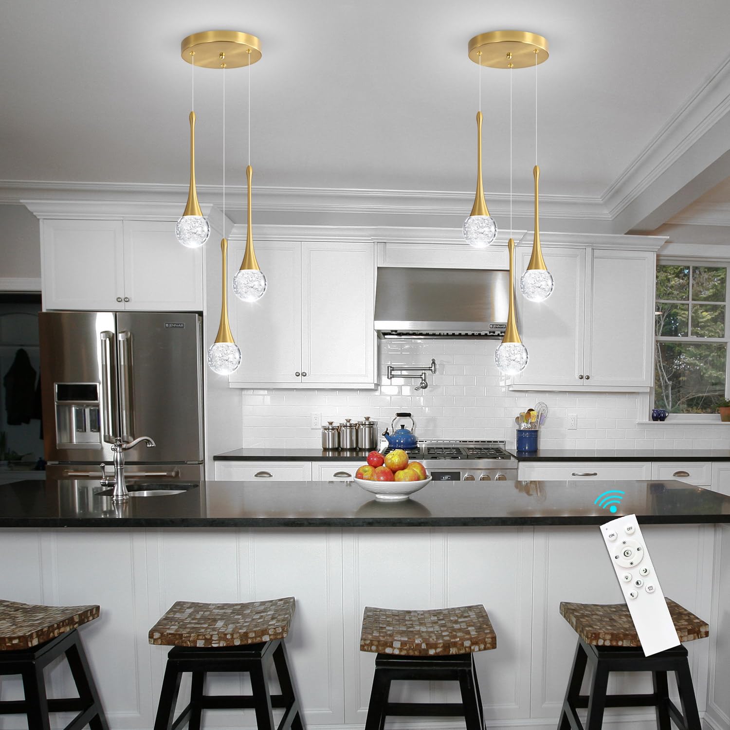 Cenozo 3-Lights Pendant Lighting - Dimmable Crystal Chandelier in Antique Gold for Kitchen, Dining Room, Hallway & Bedroom