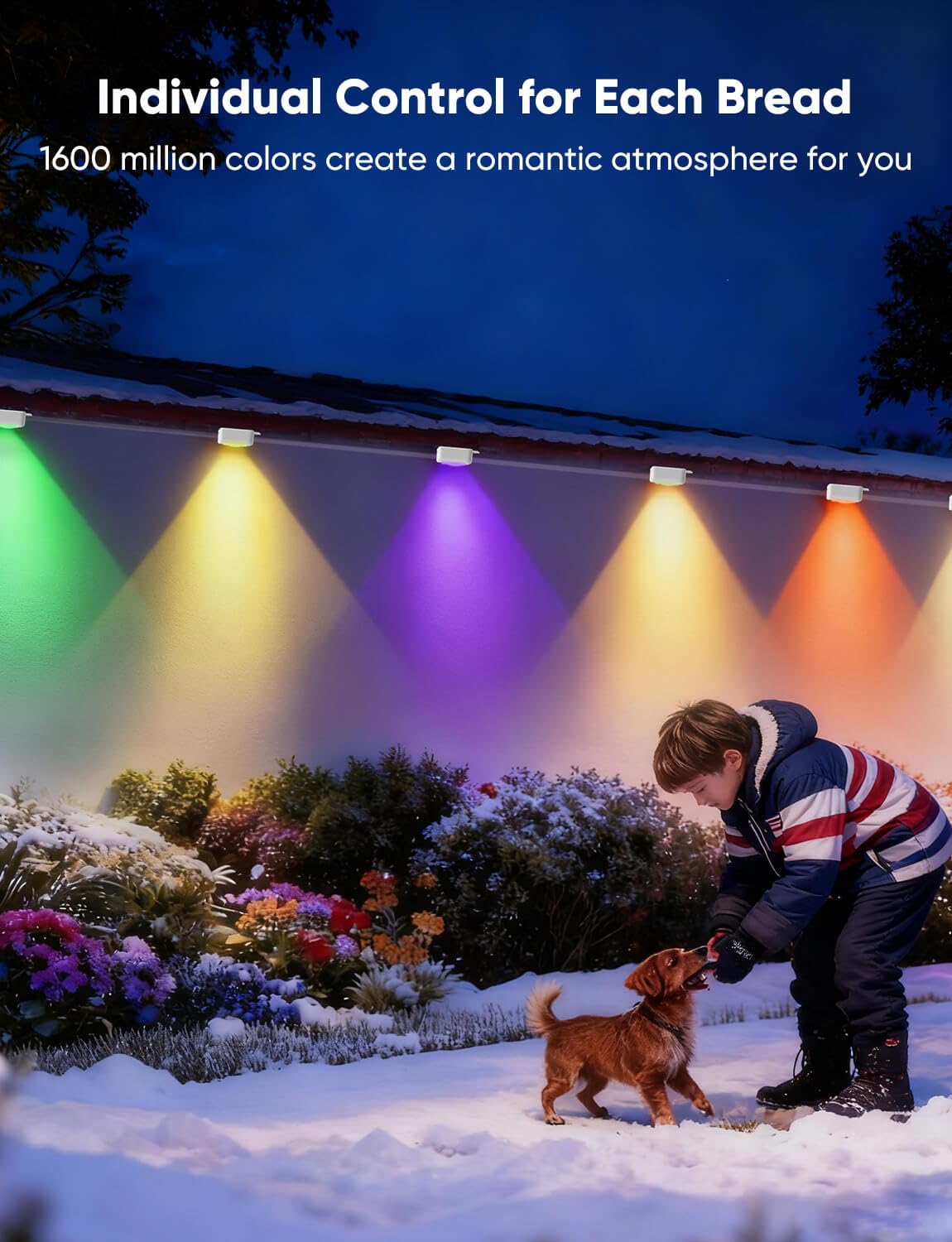 APPECK 400FT Permanent Outdoor LED Lights, 288 RGBW Eaves Lights, IP67 Waterproof, DC 36V, Model C5111-D, White