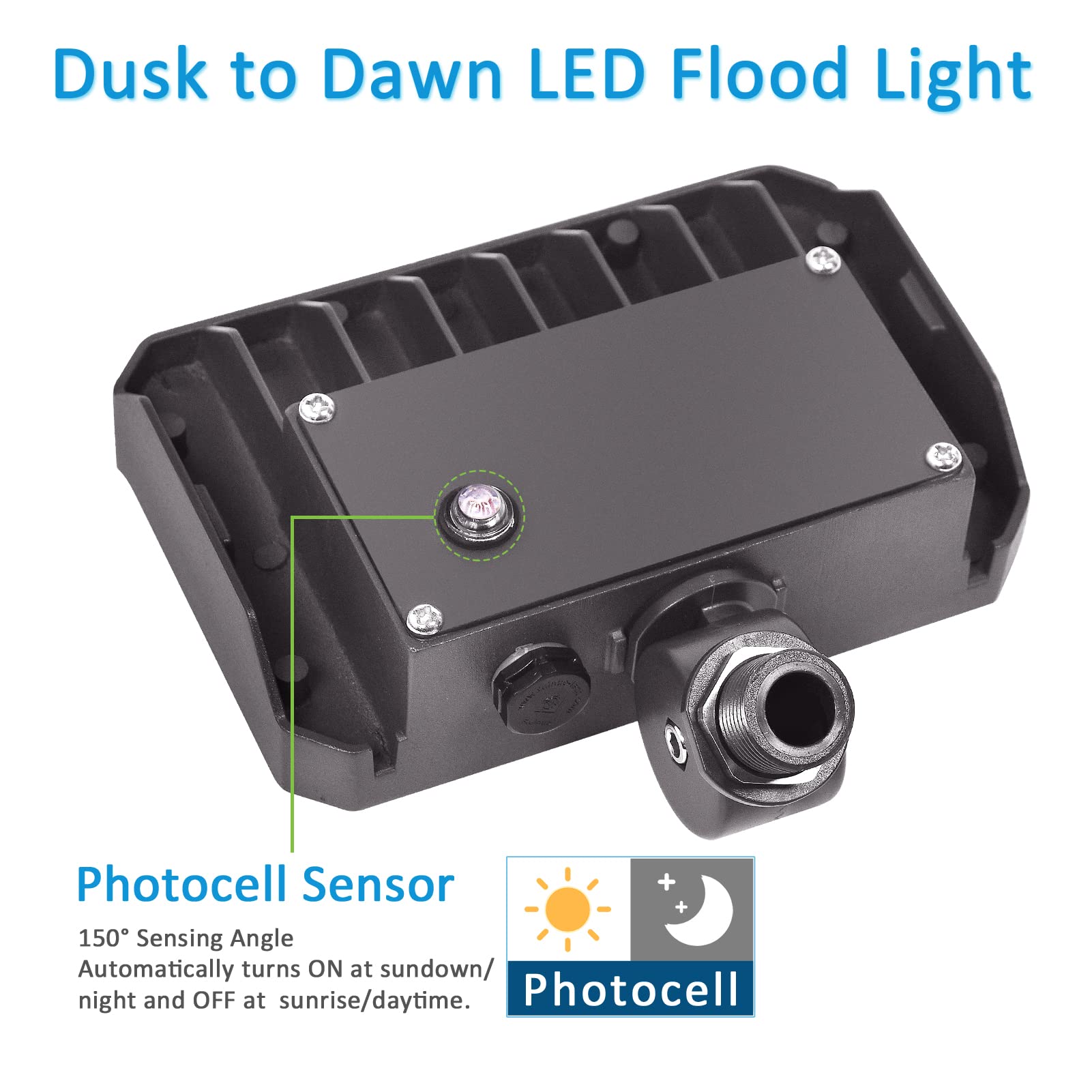 Szgmjia 30W Led Flood Light With Knuckle, Outdoor Security Fixture Light With Dusk-To-Dawn Photocell 5000K 4,050Lm(200W Equivalent) Waterproof With Base Ac100-277V For Wall Mount Entrance Garden Yard