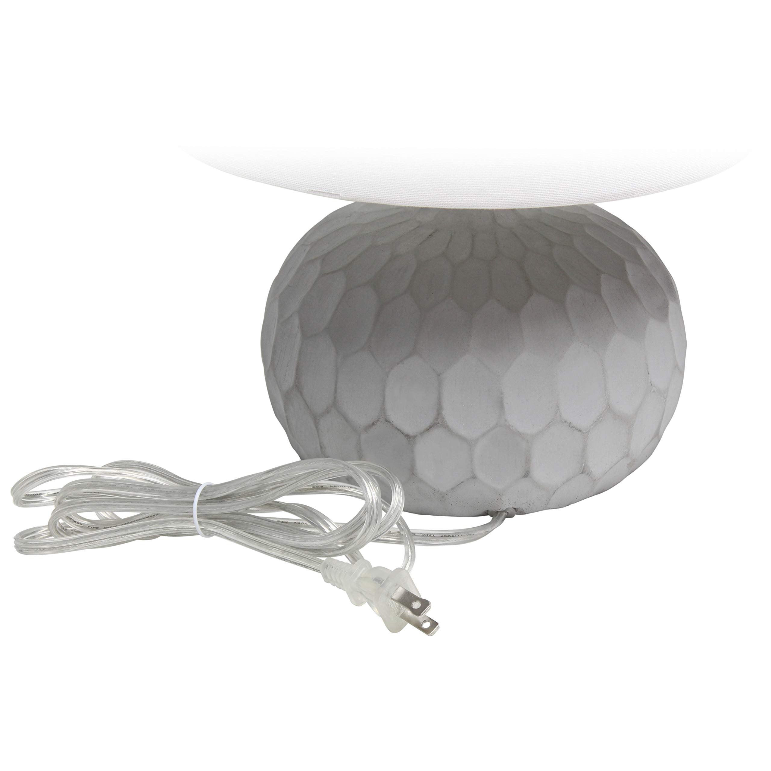 Elegant Designs LT3321-WHT Table Lamp, White Fabric Drum Shade, Cement Base