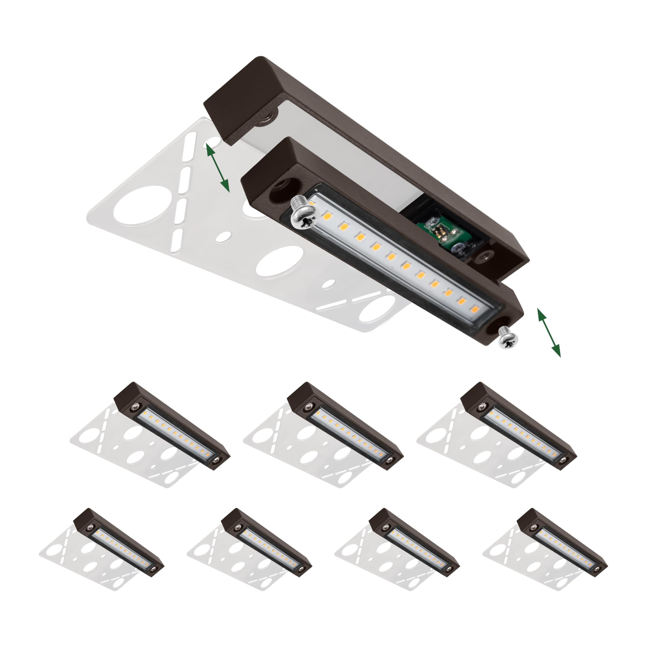 Gkoled 8-Pack Led Hardscape Lights, 6.8&quot; Low Voltage Outdoor Step Lights, Dark Bronze