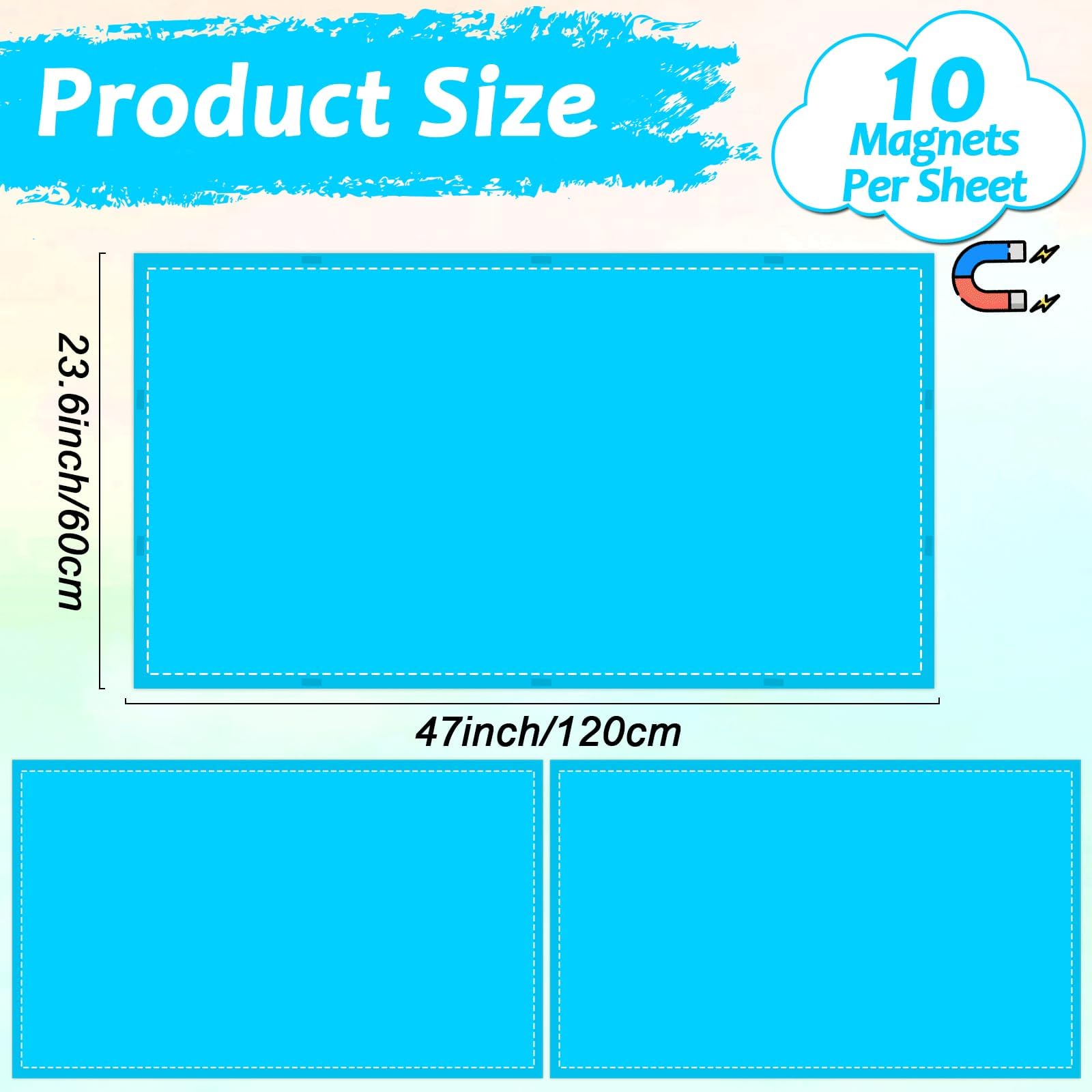 Wiooffen Fluorescent Light Covers - 2 Pcs with 20 Magnets, 4x2 Feet, Blue, Polyester, Model YM0782