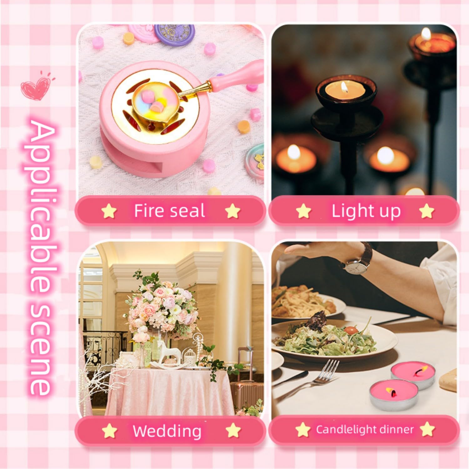 Santiyis Tea Candles 10 Pack Votive Bulk, Pink Paraffin Wax, 1.5-2 Hours Burn Time, Mini For Weddings & Parties, Model Zt-11