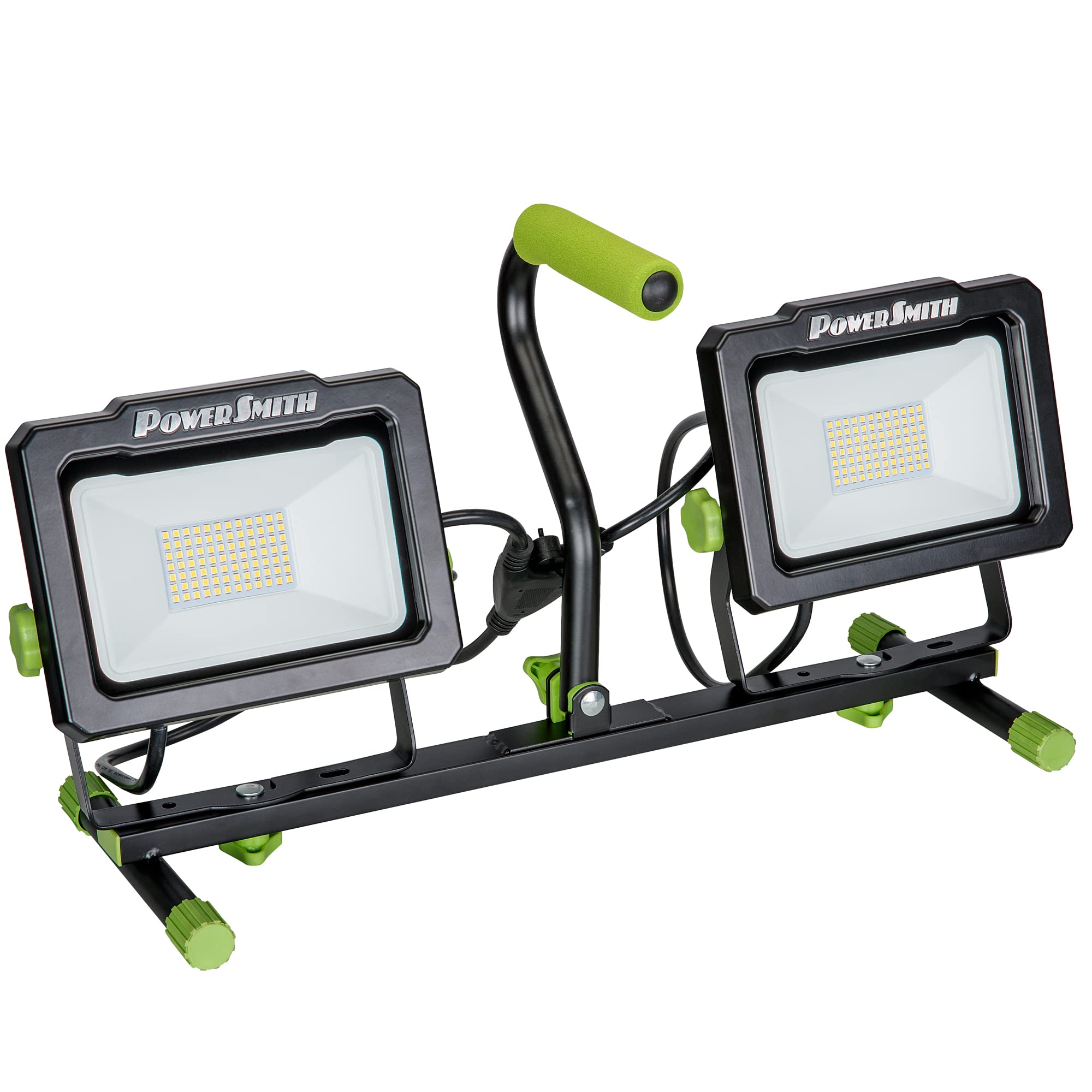 Powersmith Pwld140T 14000 Lumen Led Work Light With Stand All Metal 60&quot; Telescoping Tripod Sealed Power Switches 5 Year Warranty, Lm, Black