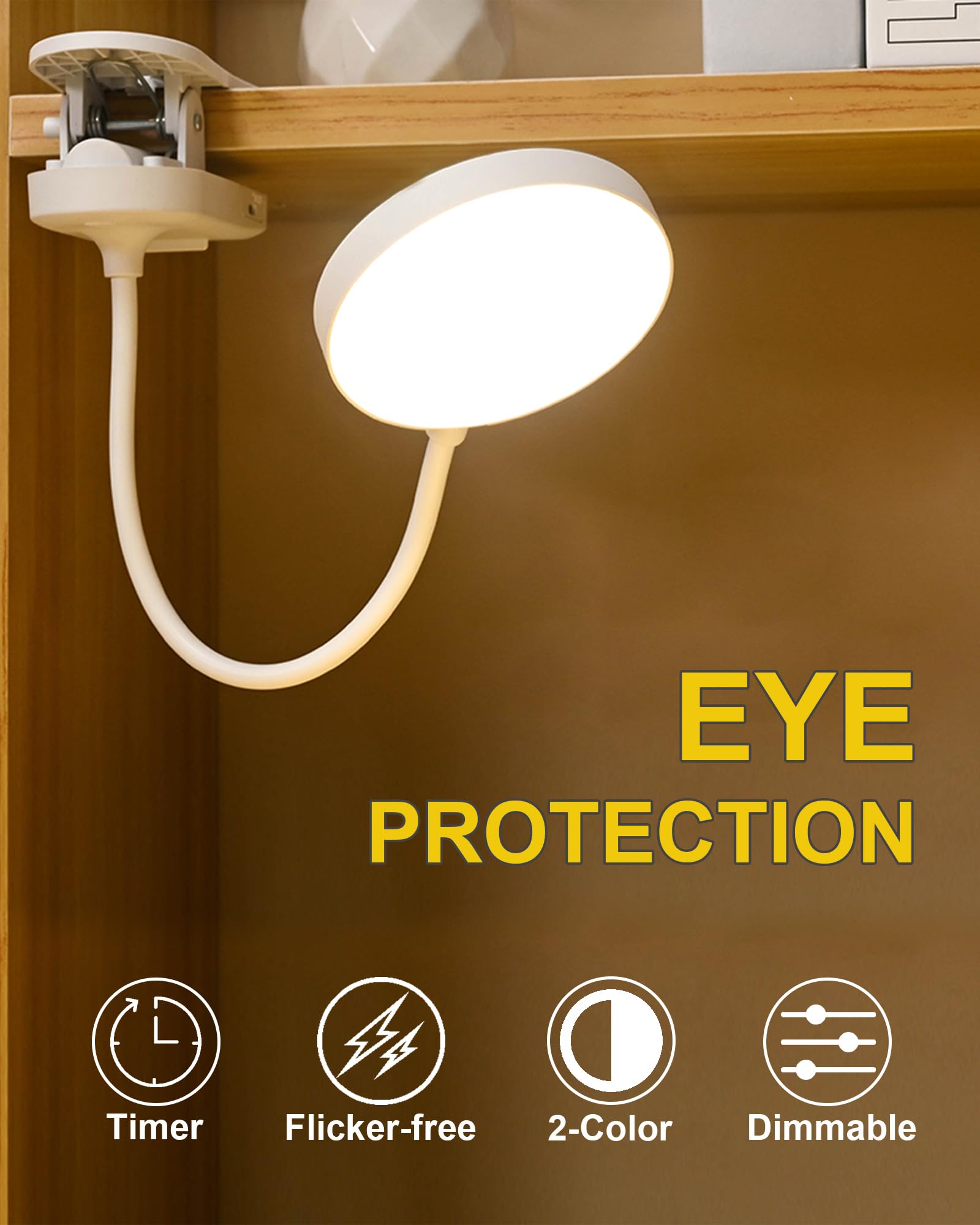 Szokled Reading Lights For Books In Bed, Clip On Light With Timer & Dimmable, Rechargeable Eye Care Red Night Light For Desk, La