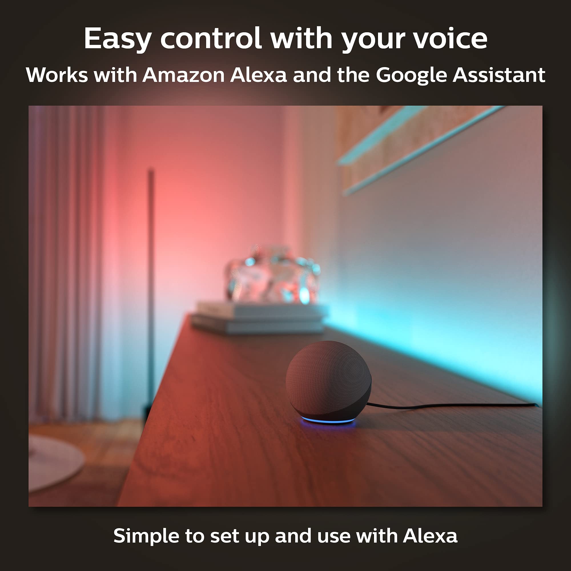 Philips Hue LED Light Strip Extension 3ft, Gradient Color, Model 570564, Requires Base Kit, Compatible with Alexa and Google Assistant