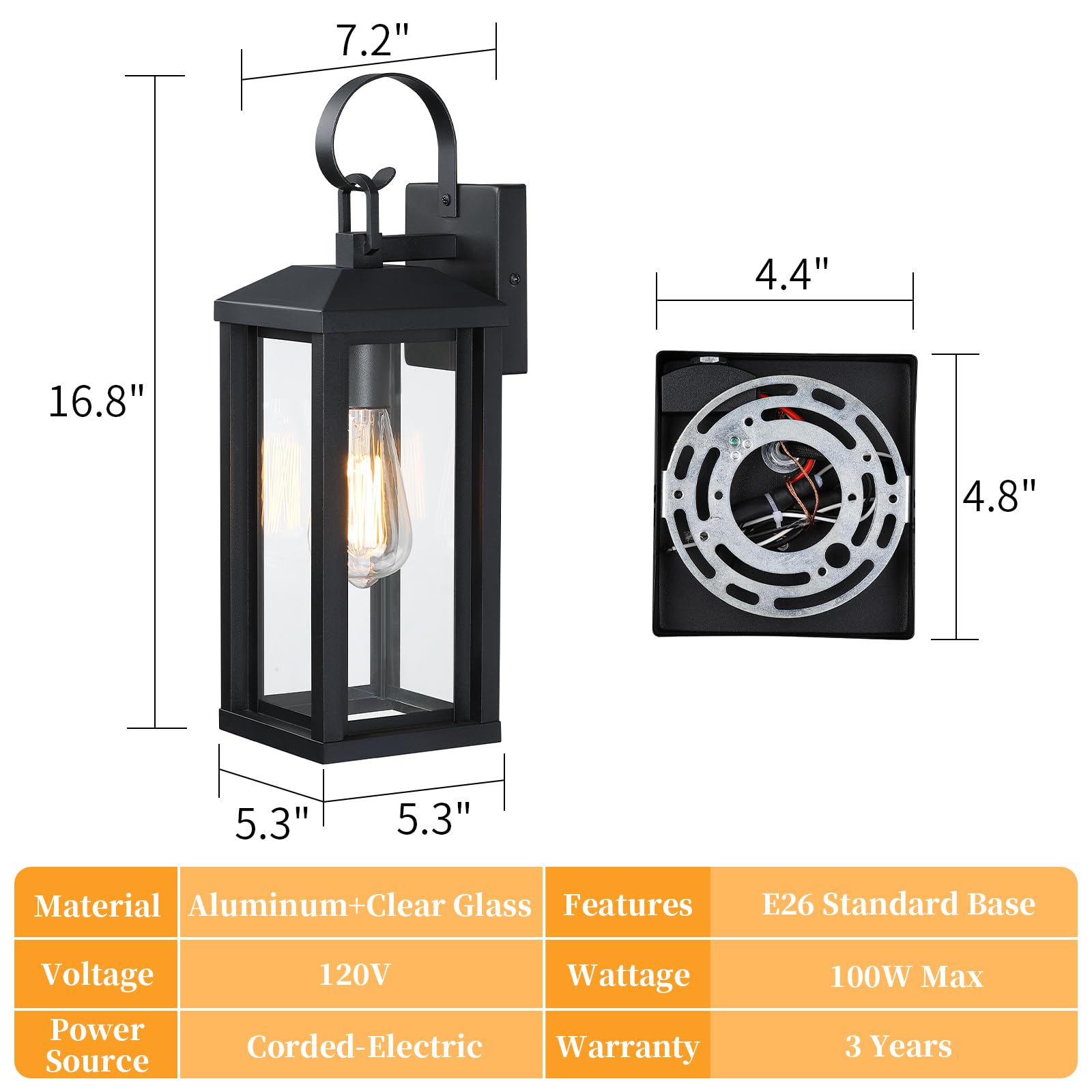 Snru Large Black Outdoor Wall Lights Exterior 2Pack, 16.8'' Waterproof Modern Front Porch Lights Outdoor Wall Sconces Lights Fix