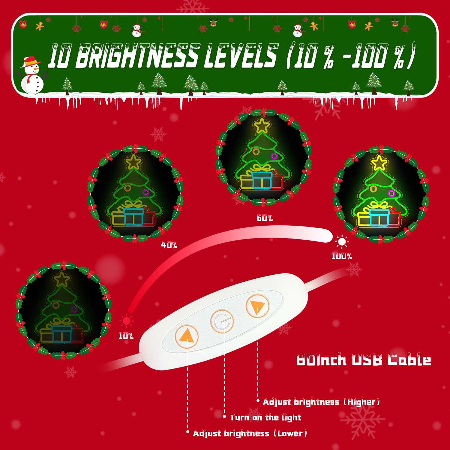 Christmas Neon Sign Christmas Tree Neon Sign Gift Box Christmas Neon Light Neon Christmas Decorations Dimmable Christmas Led Neo