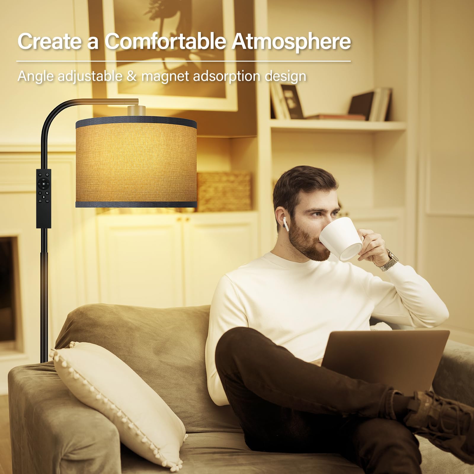 BoostArea Dimmable Floor Lamp, 67 in, Gray, Remote Control, Stepless Dimming, 2700K-6500K, Modern Design for Living Room, Model B1383